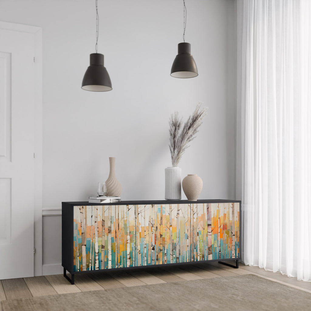 BIRCH KALEIDOSCOPE Sideboard mit 3 Türen in schwarzem Finish