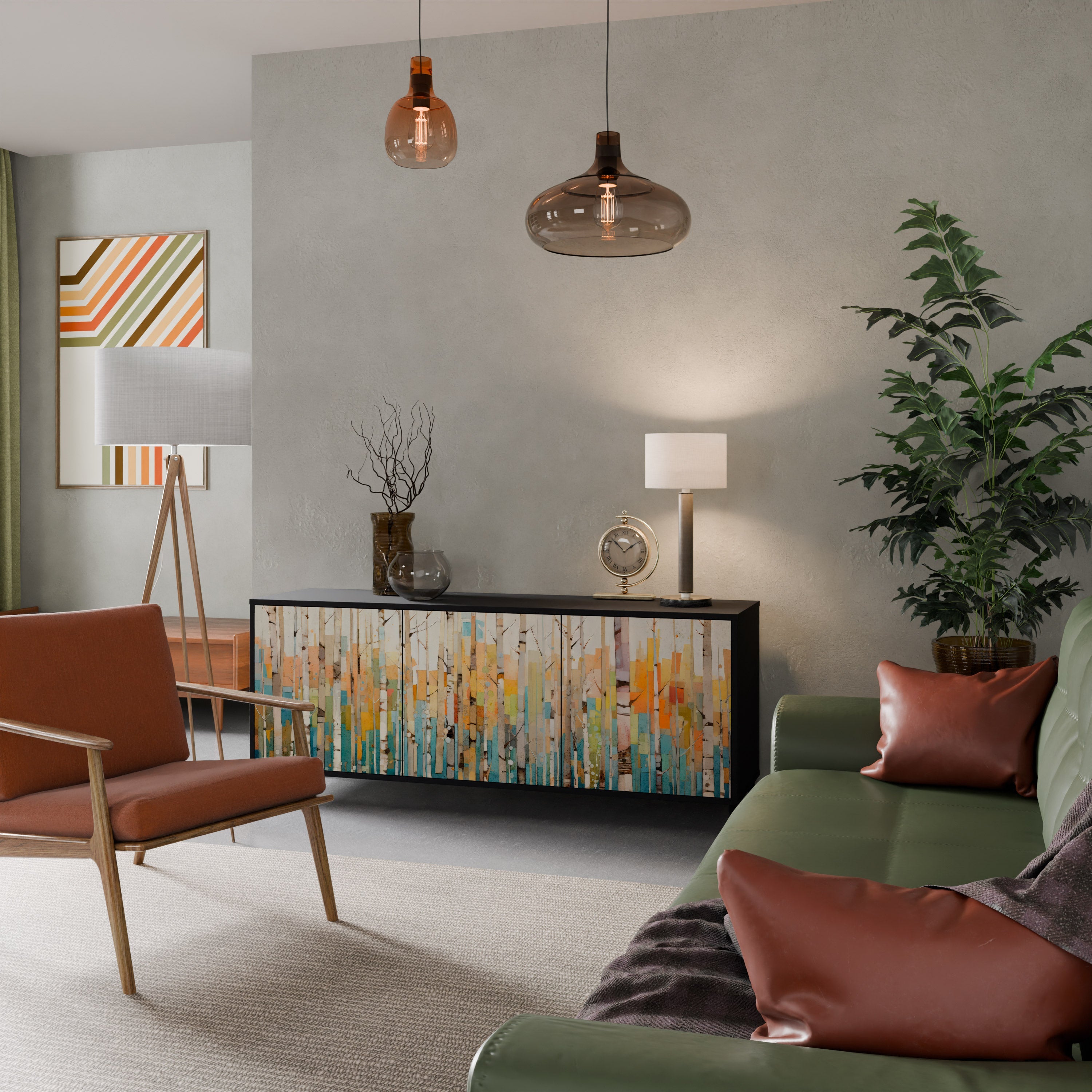 BIRCH KALEIDOSCOPE Sideboard mit 3 Türen in schwarzem Finish