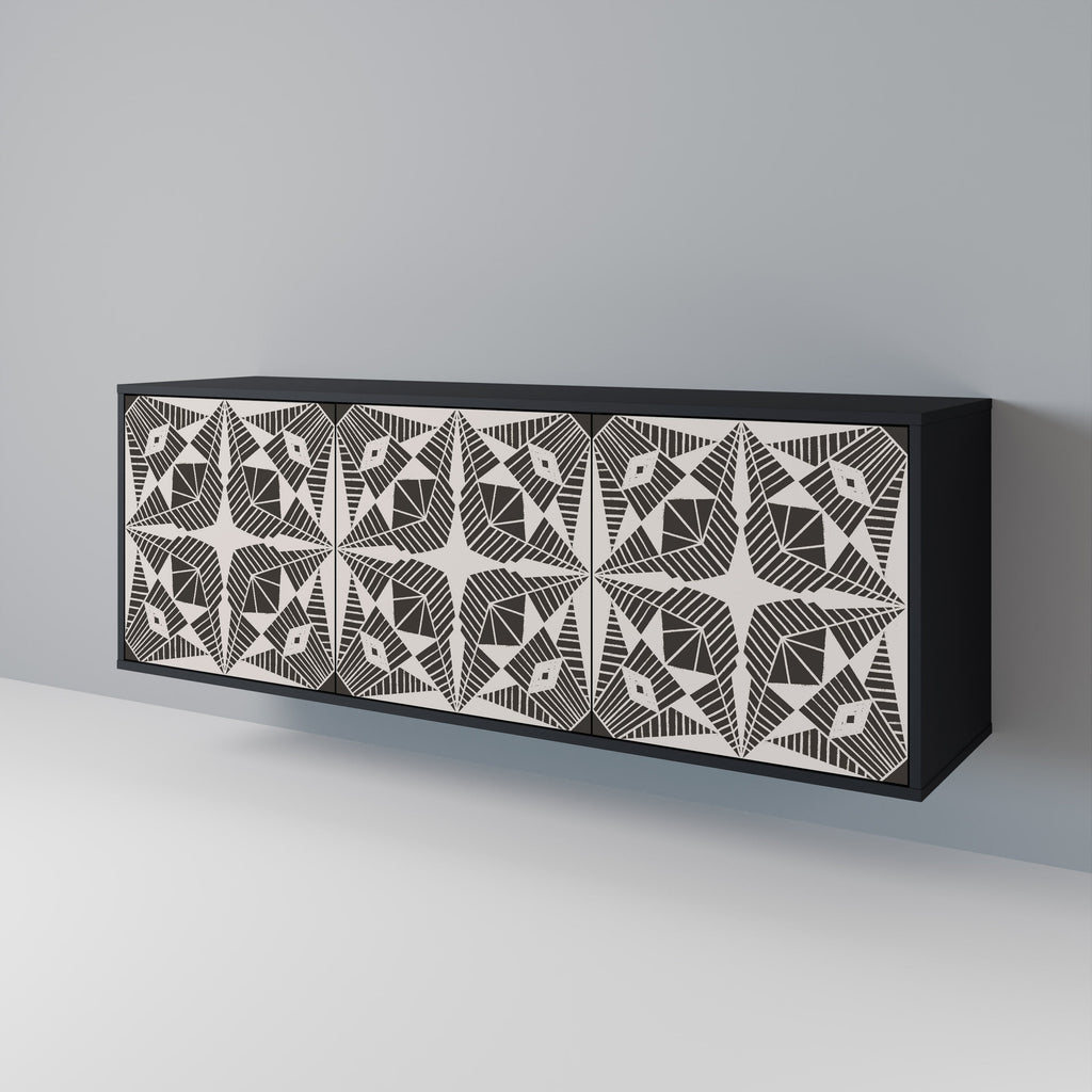 MONOCHROME NEXUS 3-türiges Sideboard in schwarzem Finish