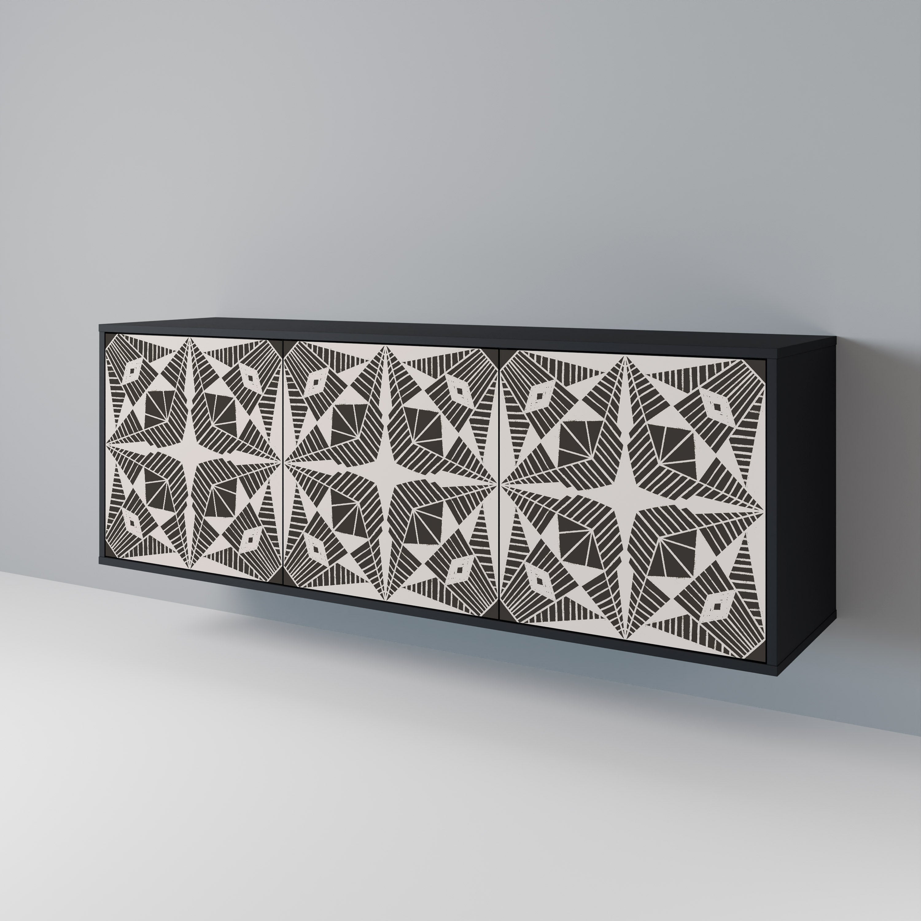 MONOCHROME NEXUS 3-türiges Sideboard in schwarzem Finish