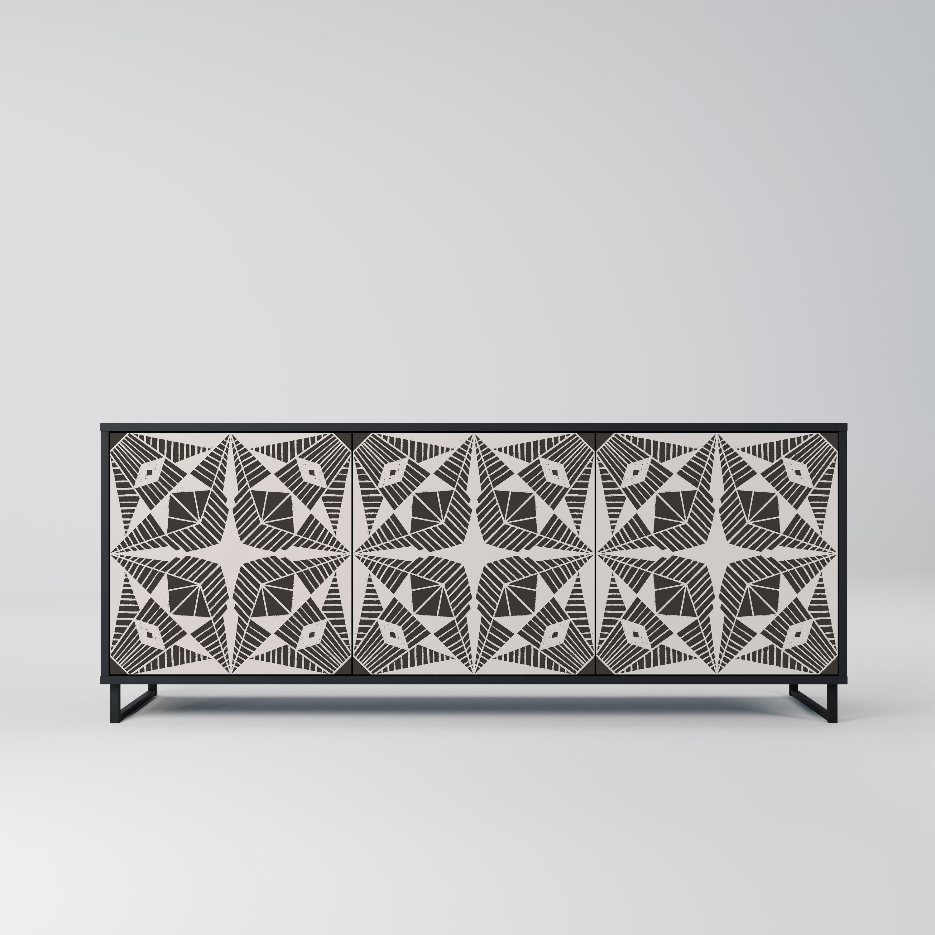 MONOCHROME NEXUS 3-türiges Sideboard in schwarzem Finish