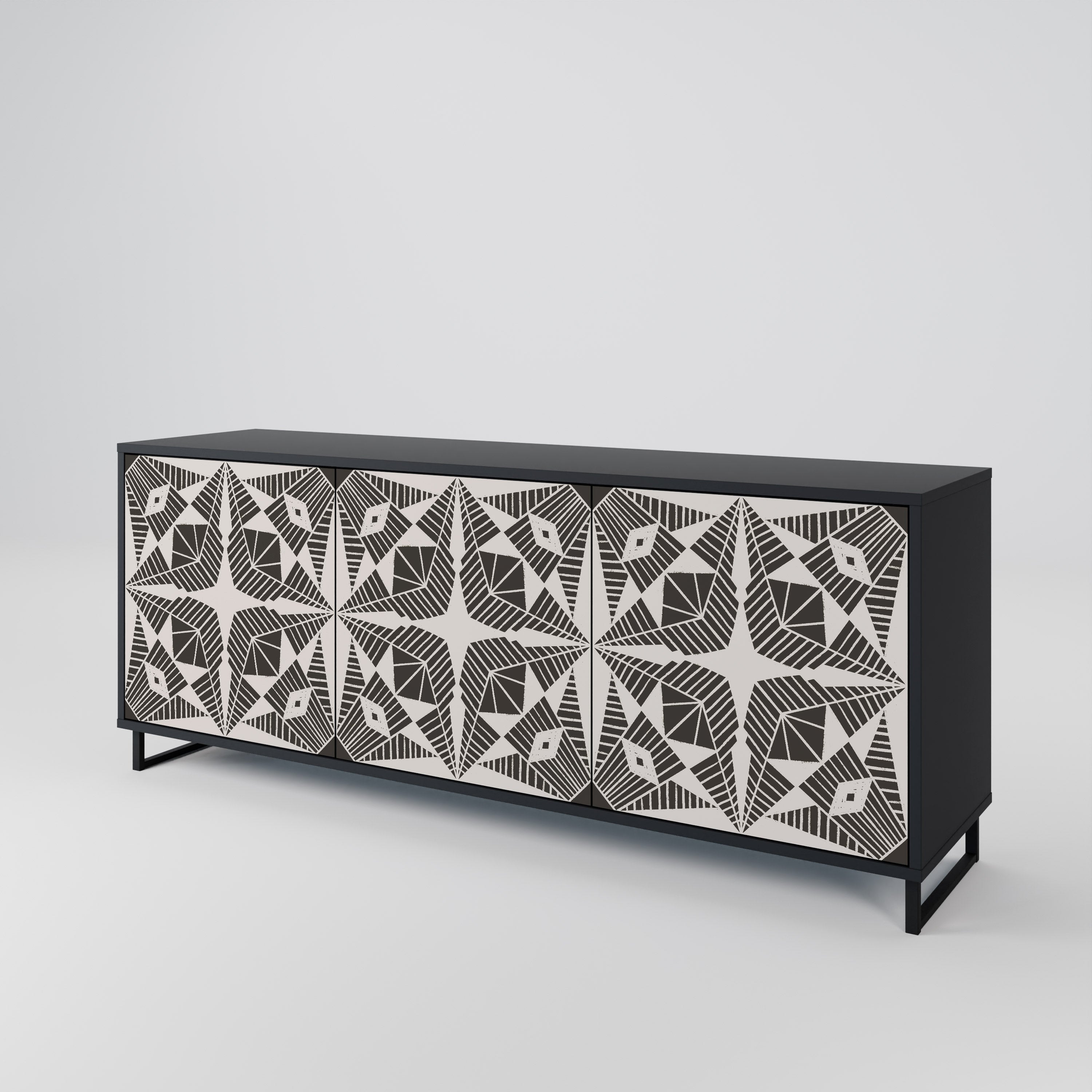 MONOCHROME NEXUS 3-türiges Sideboard in schwarzem Finish