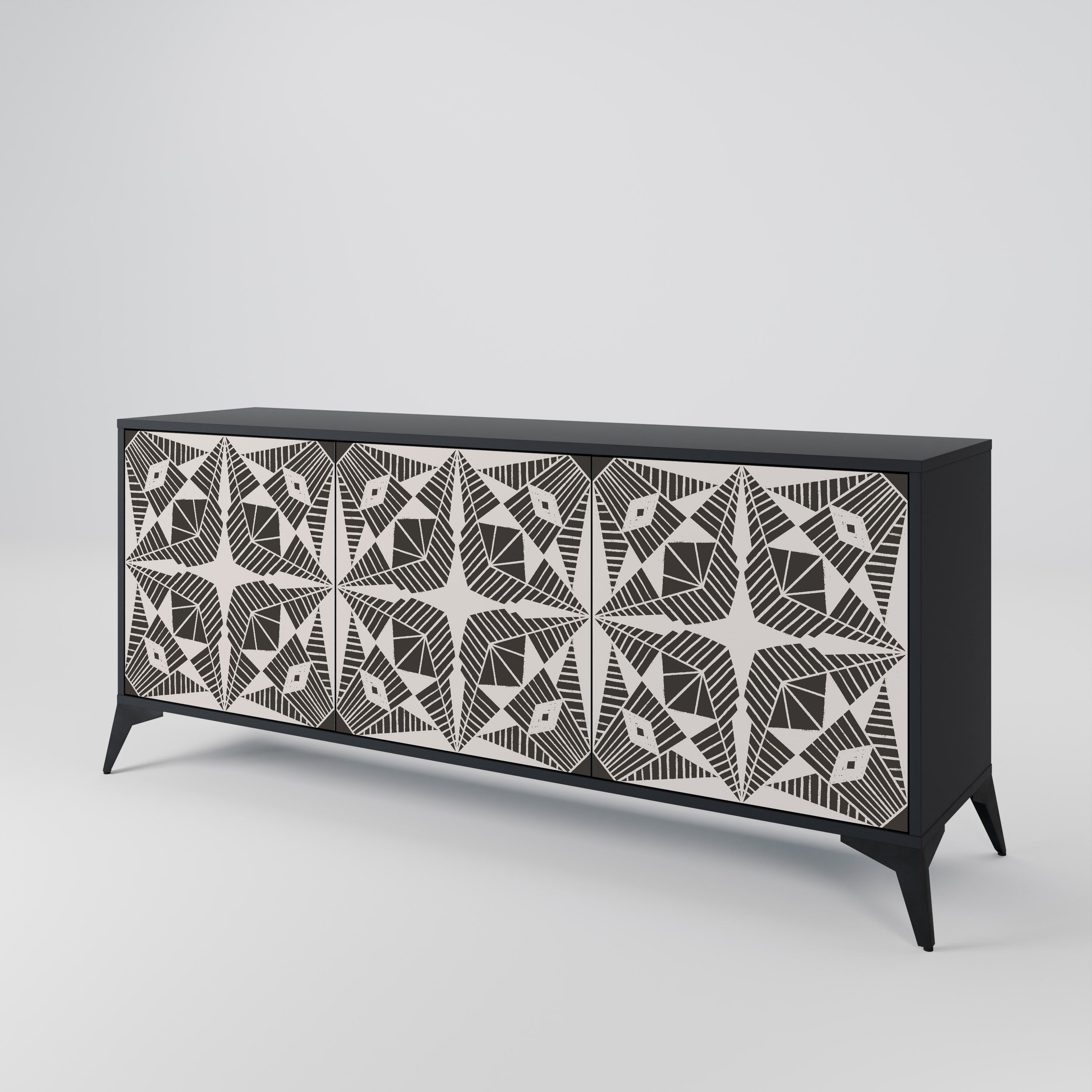 MONOCHROME NEXUS 3-türiges Sideboard in schwarzem Finish