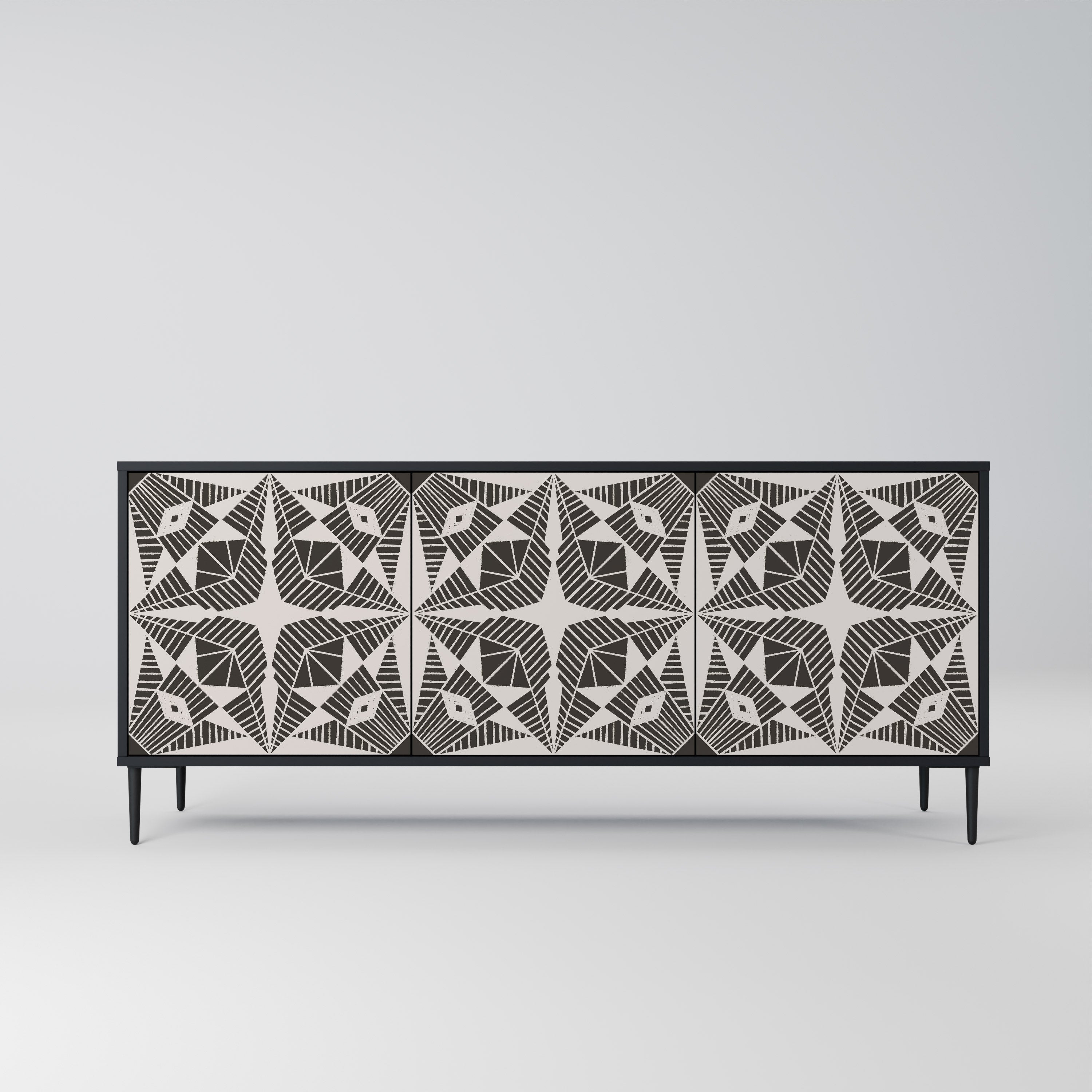 MONOCHROME NEXUS 3-türiges Sideboard in schwarzem Finish