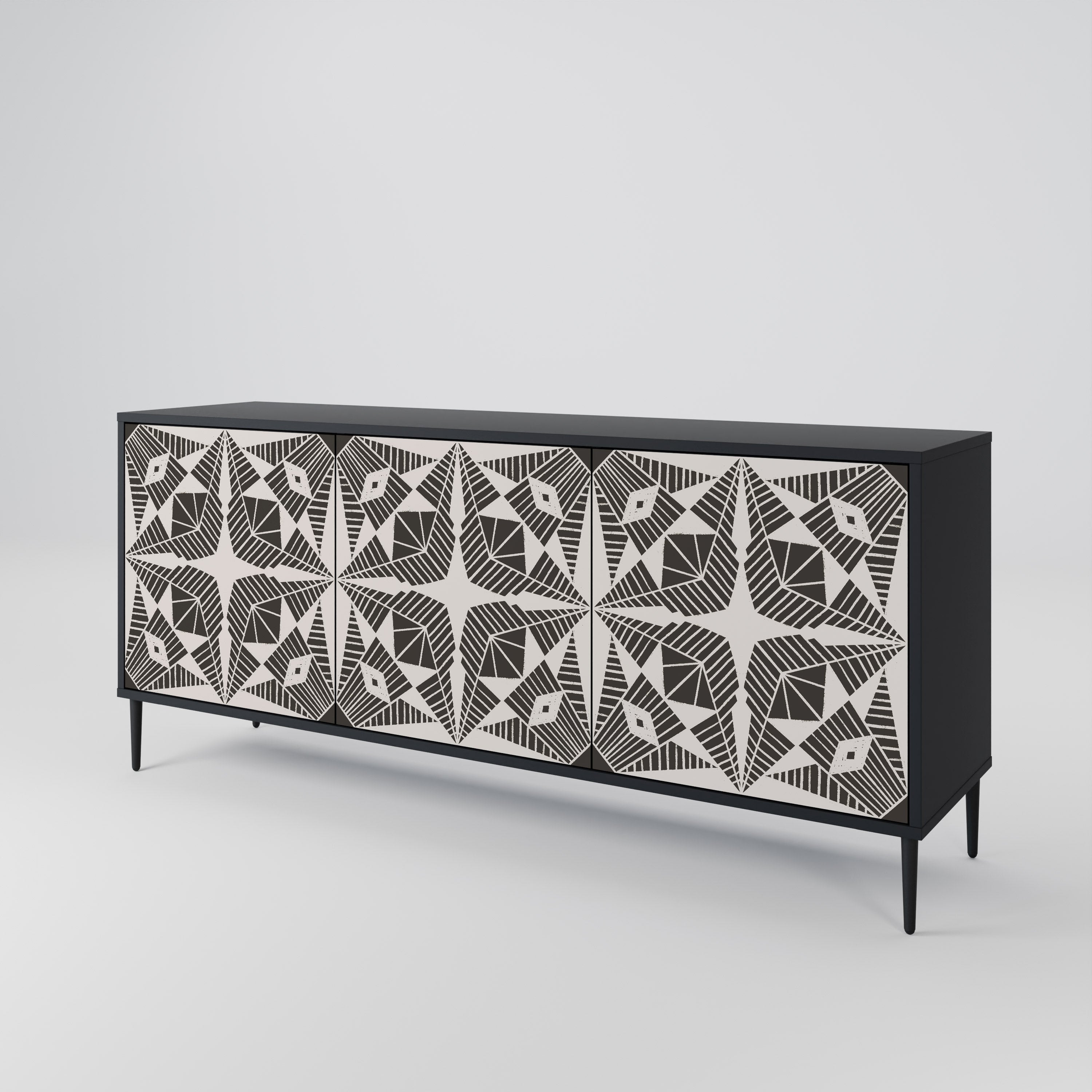 MONOCHROME NEXUS 3-türiges Sideboard in schwarzem Finish