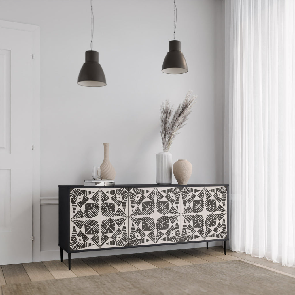 MONOCHROME NEXUS 3-türiges Sideboard in schwarzem Finish