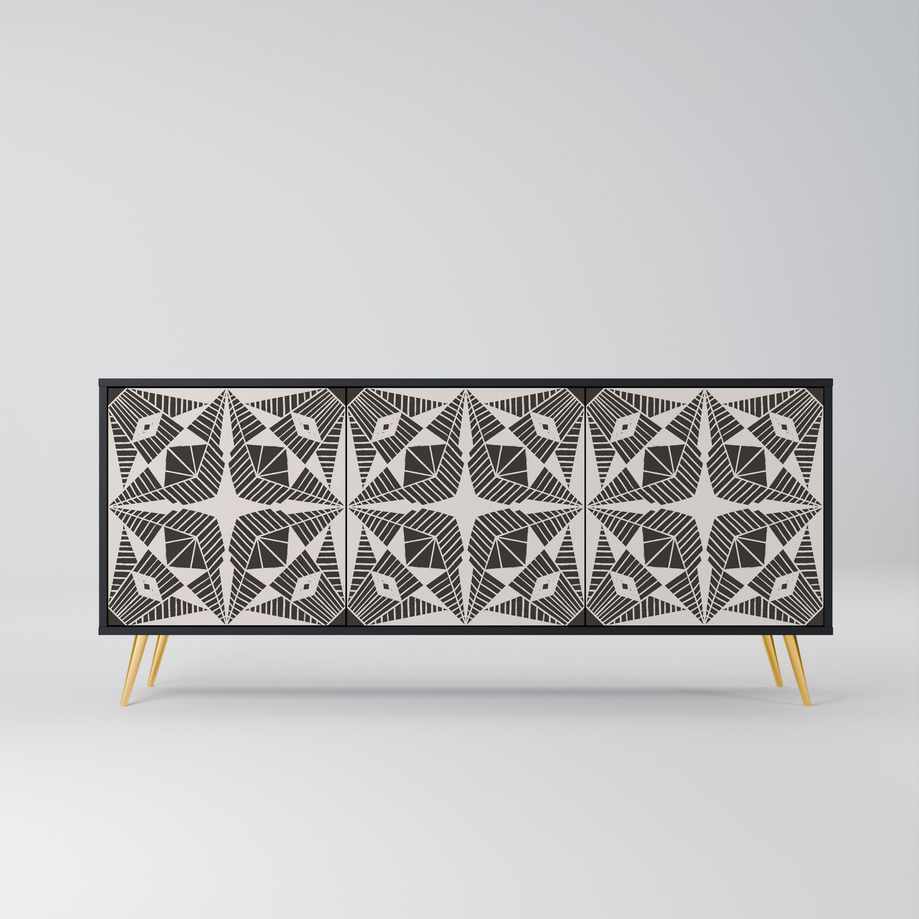 MONOCHROME NEXUS 3-türiges Sideboard in schwarzem Finish