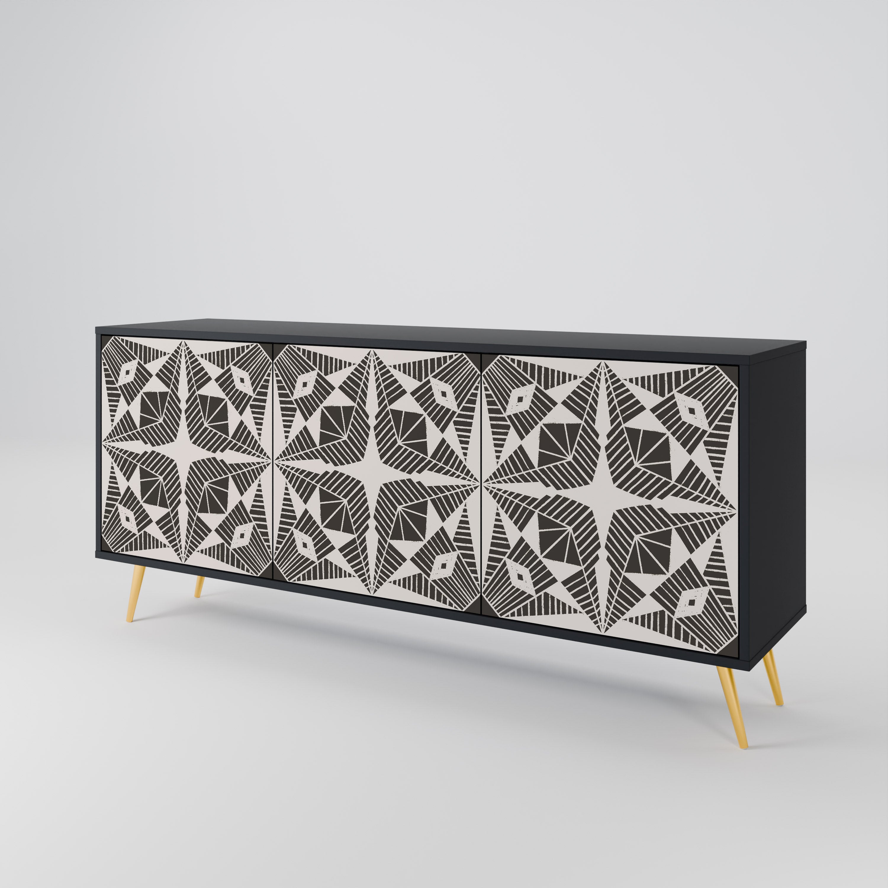 MONOCHROME NEXUS 3-türiges Sideboard in schwarzem Finish