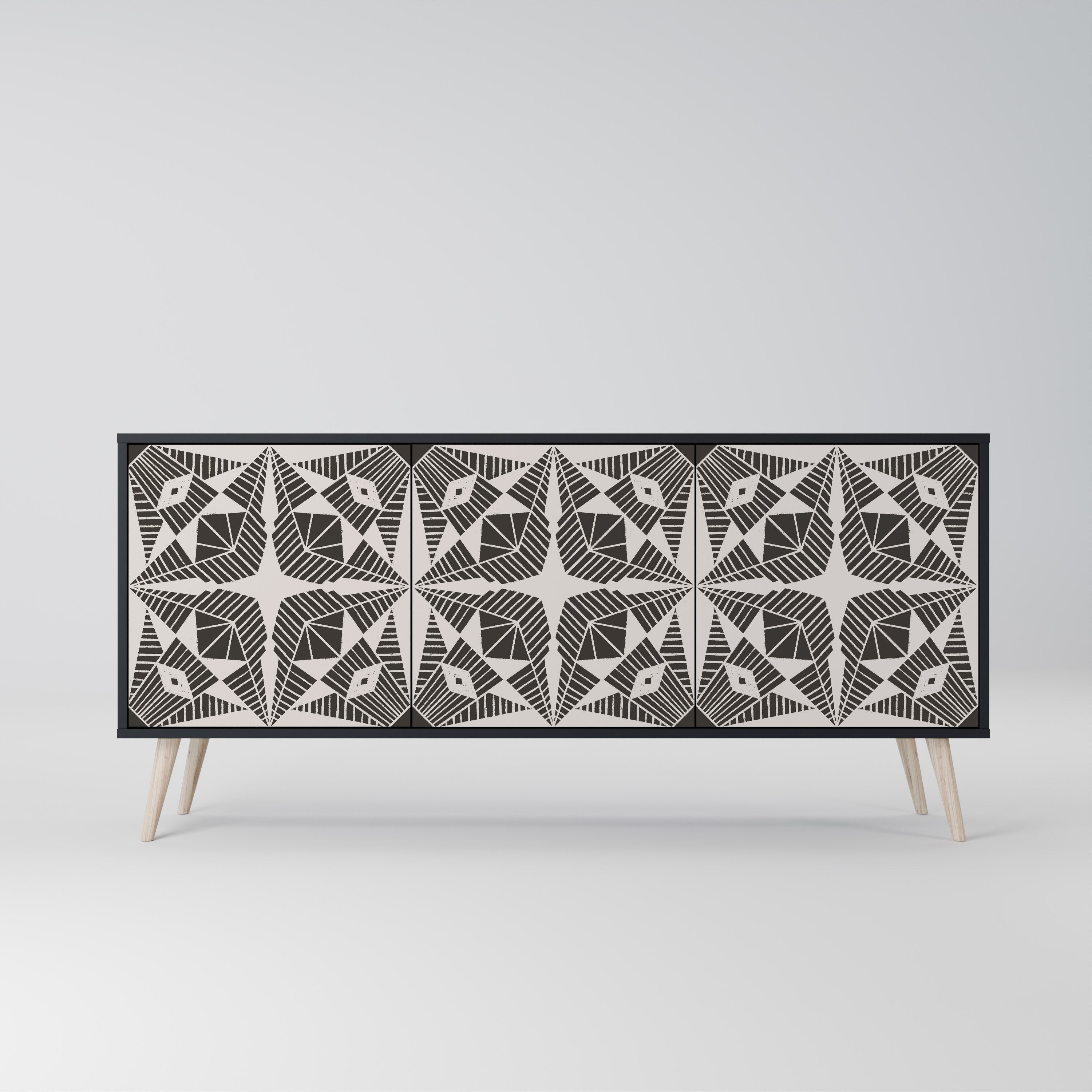 MONOCHROME NEXUS 3-türiges Sideboard in schwarzem Finish