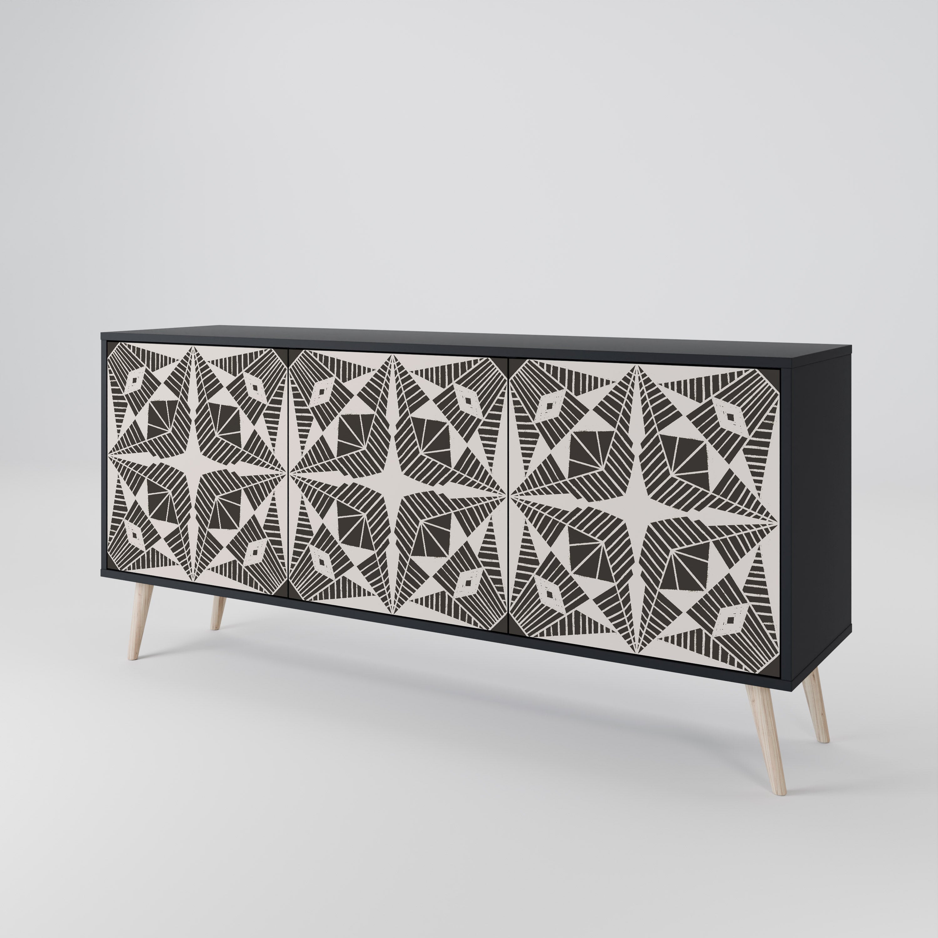 MONOCHROME NEXUS 3-türiges Sideboard in schwarzem Finish