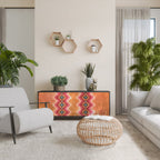 INDIAN FOLK 3-Door Sideboard in Black Finish