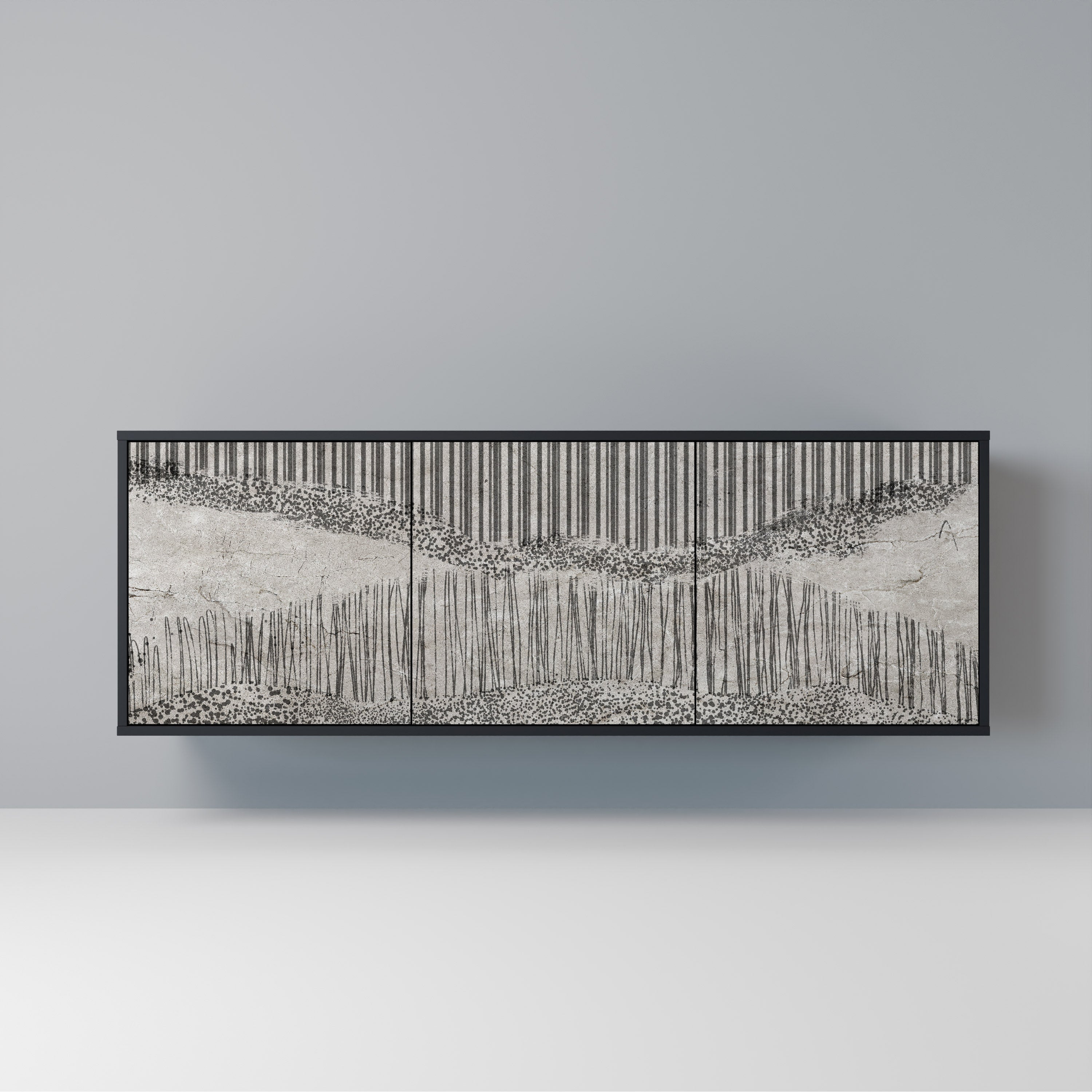 GRAIN LINES 3-türiges Sideboard in Schwarz