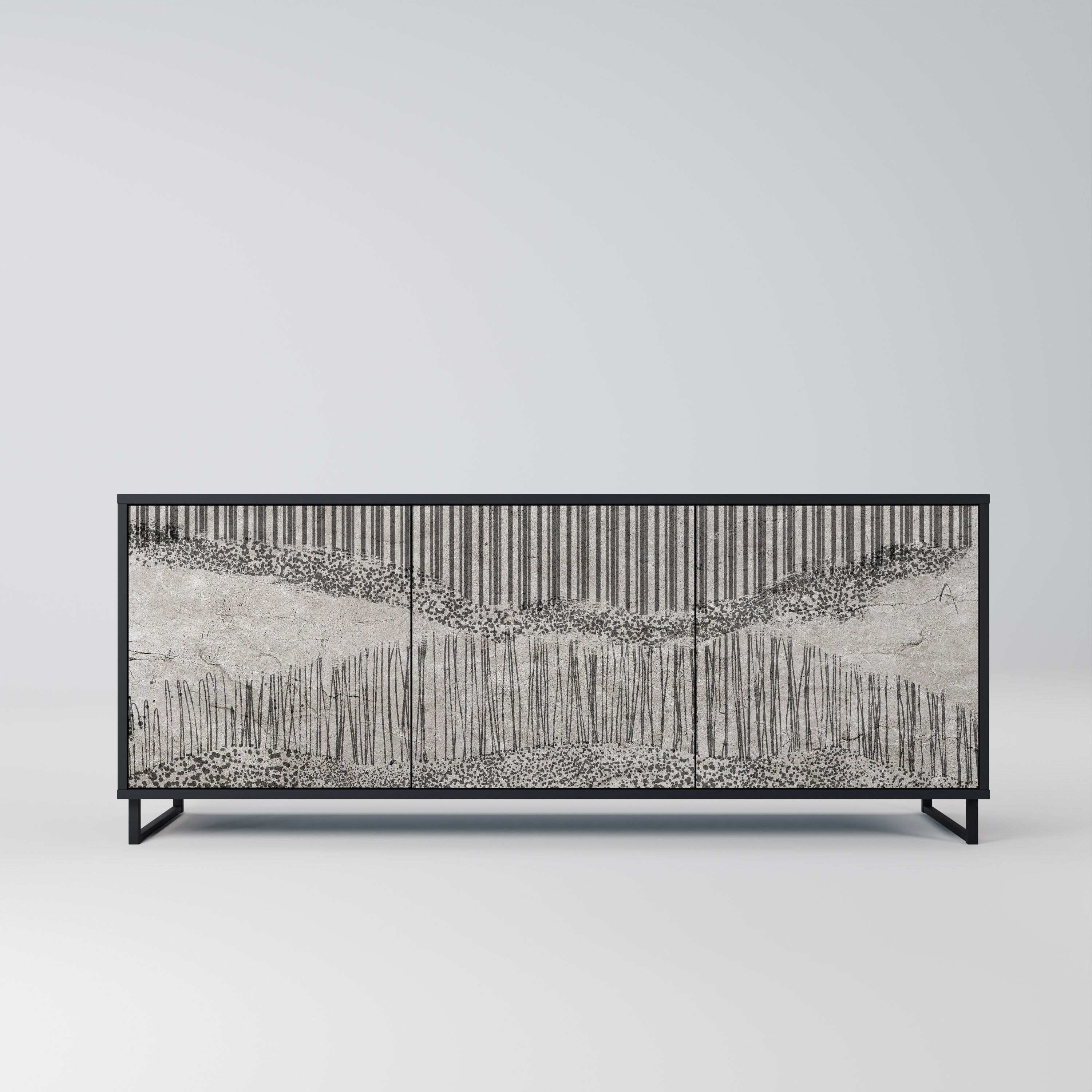 GRAIN LINES 3-türiges Sideboard in Schwarz