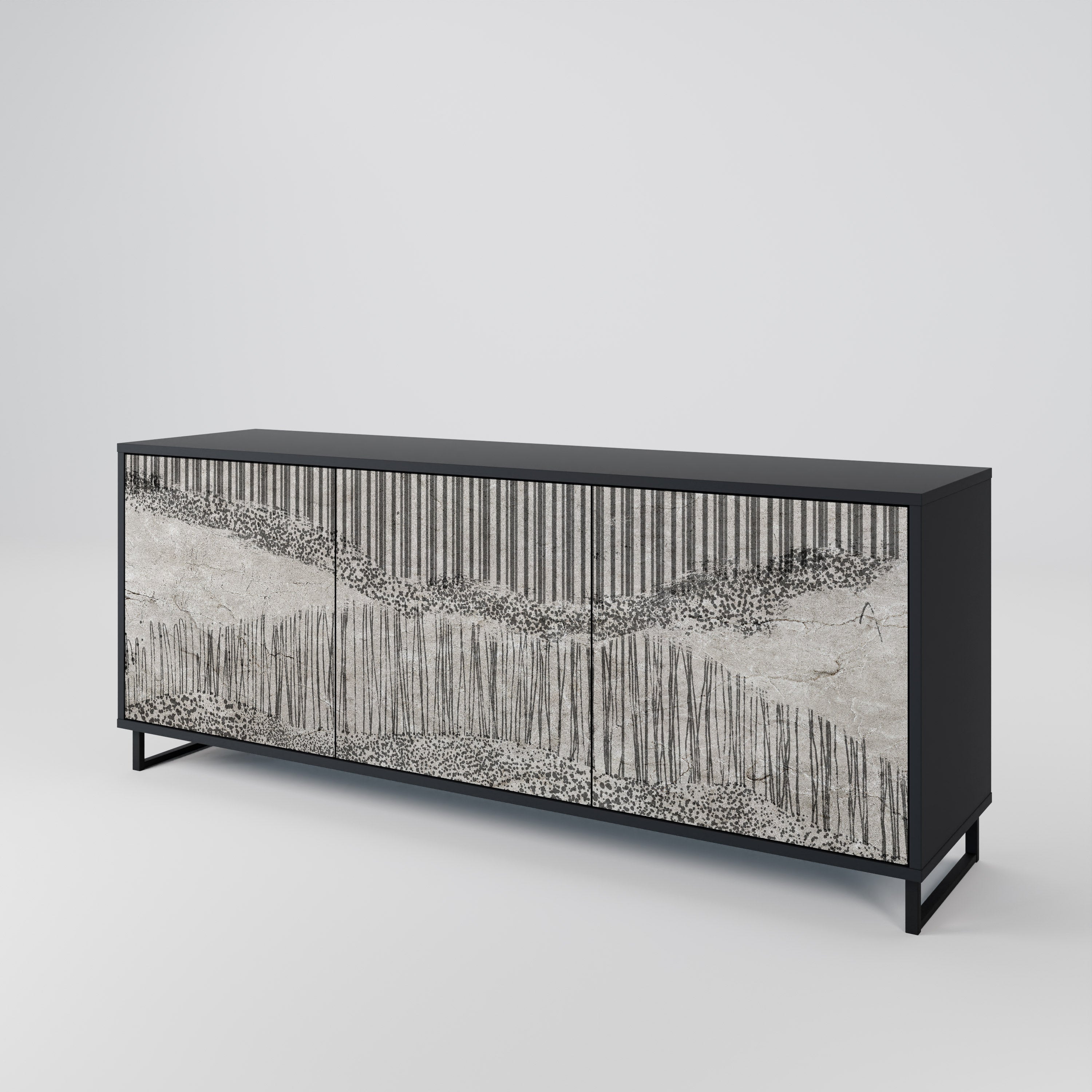 GRAIN LINES 3-türiges Sideboard in Schwarz