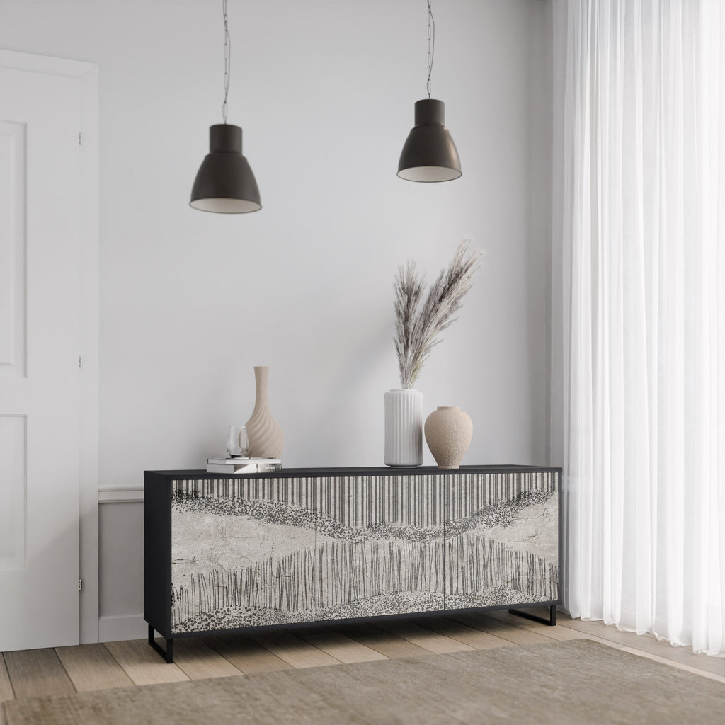 GRAIN LINES 3-türiges Sideboard in Schwarz