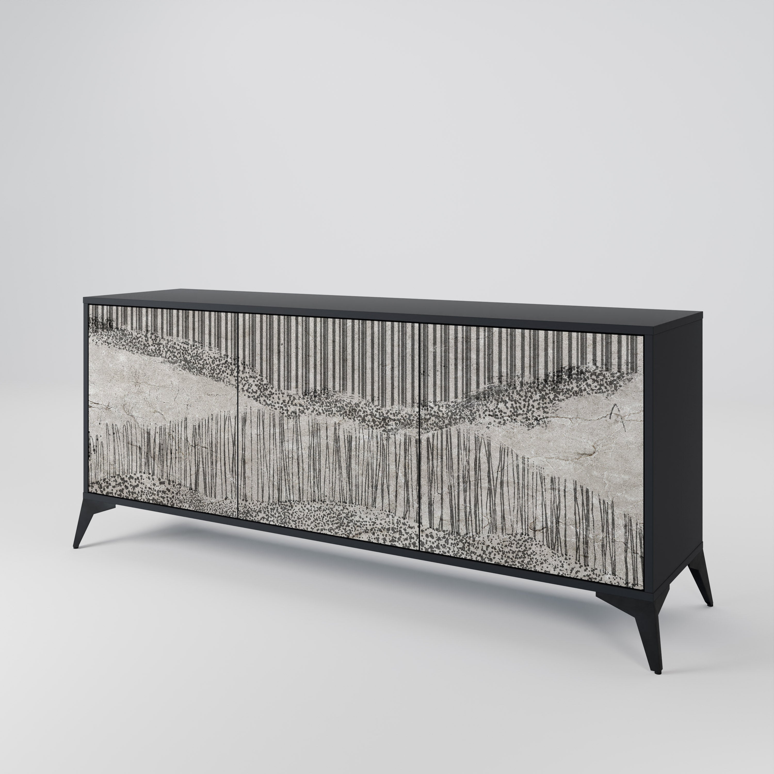 GRAIN LINES 3-türiges Sideboard in Schwarz