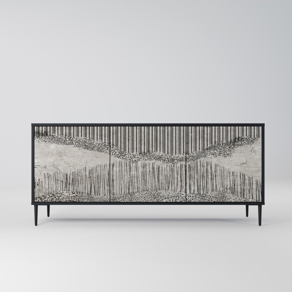 GRAIN LINES 3-türiges Sideboard in Schwarz