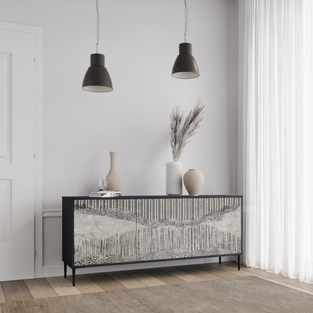 GRAIN LINES 3-türiges Sideboard in Schwarz