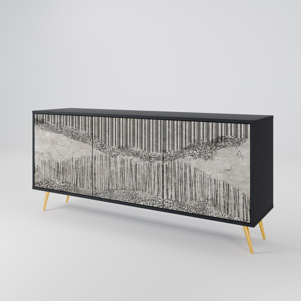 GRAIN LINES 3-türiges Sideboard in Schwarz