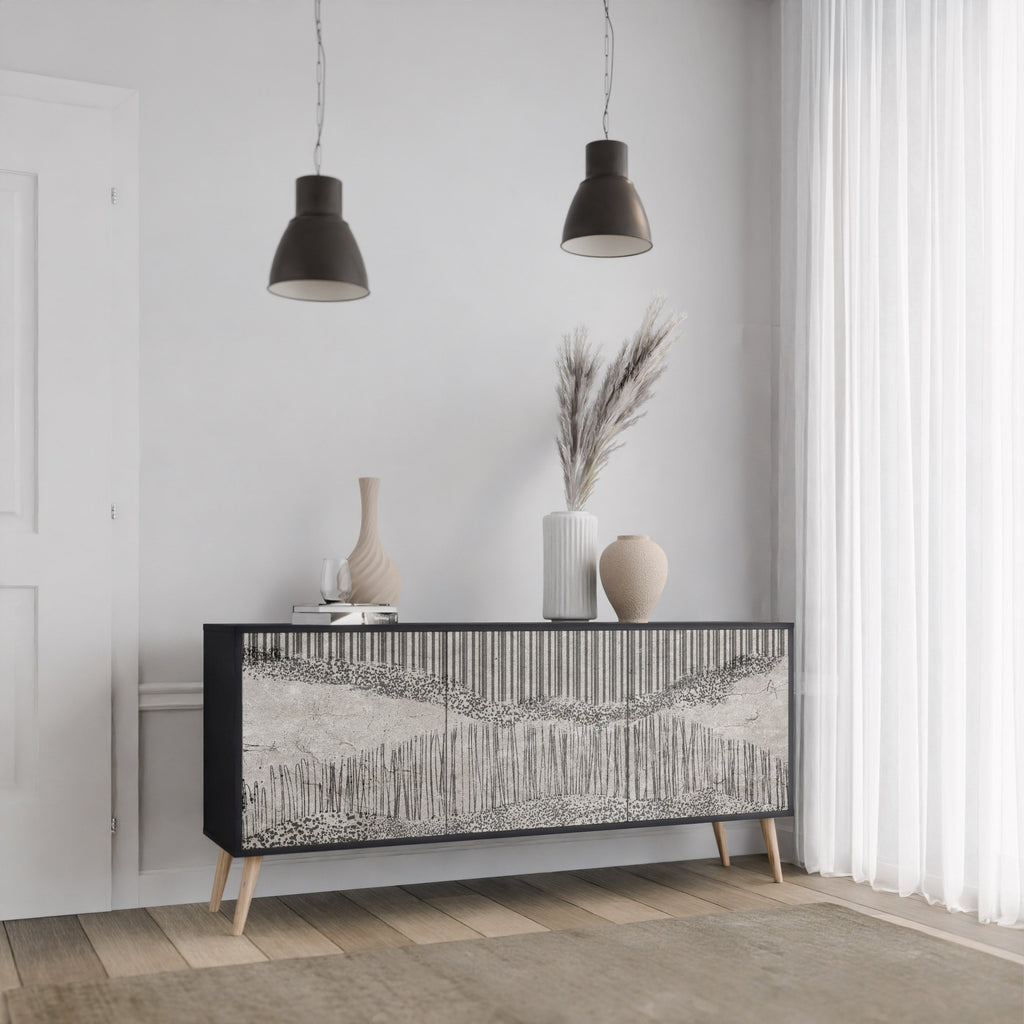 GRAIN LINES 3-türiges Sideboard in Schwarz