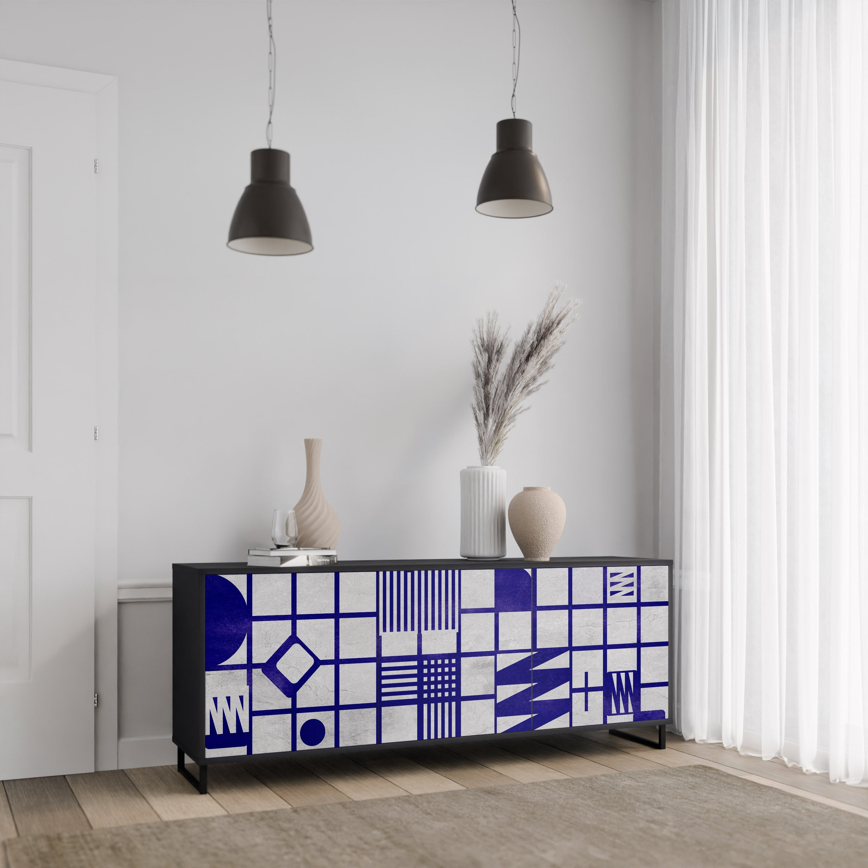 THE RIGHT PLACES 3-türiges Sideboard in Schwarz