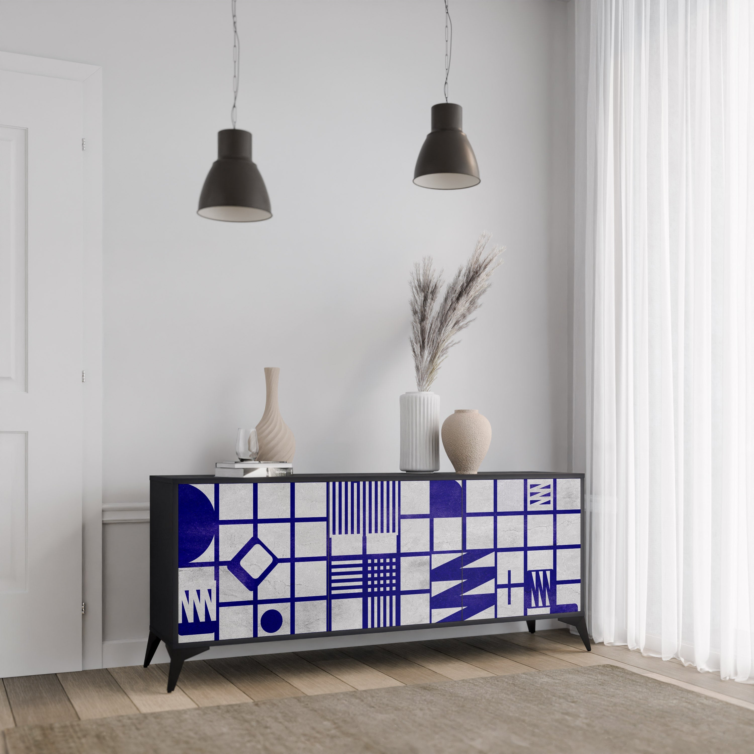 THE RIGHT PLACES 3-türiges Sideboard in Schwarz