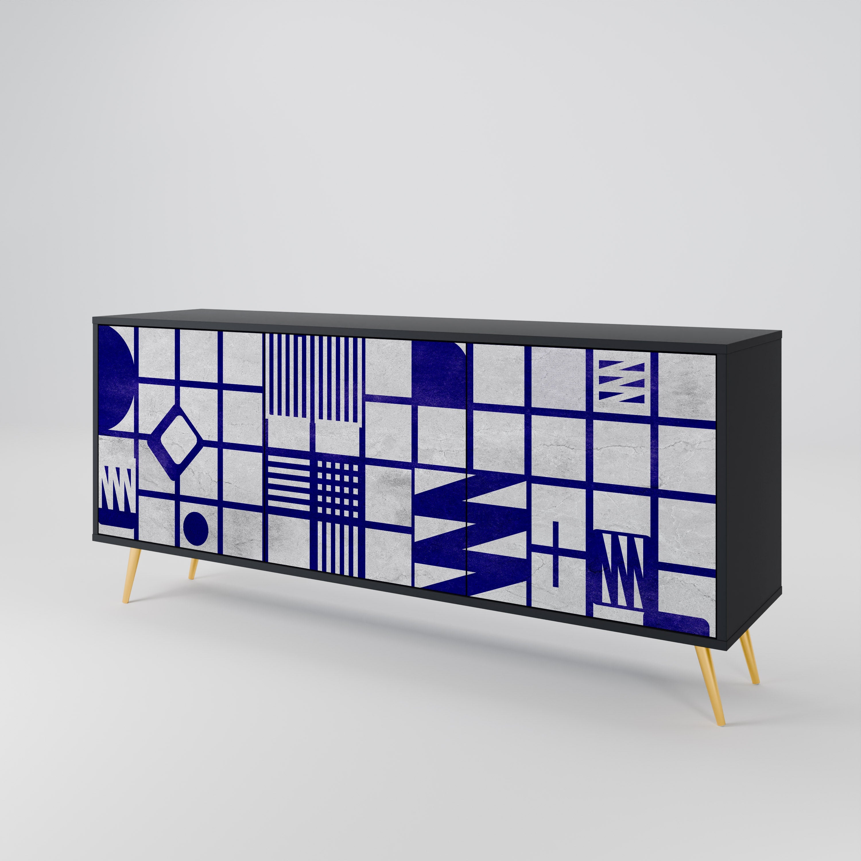 THE RIGHT PLACES 3-türiges Sideboard in Schwarz