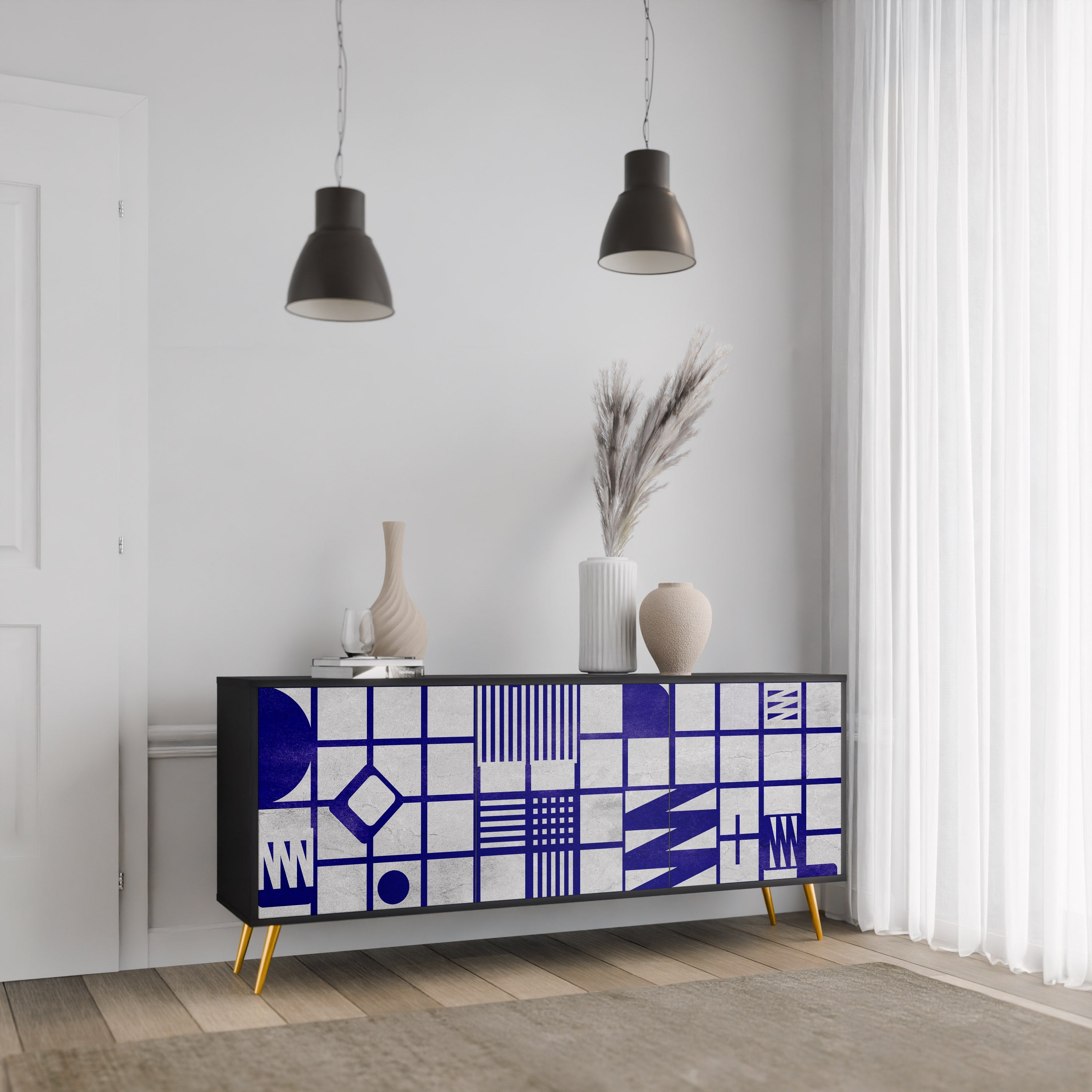 THE RIGHT PLACES 3-türiges Sideboard in Schwarz