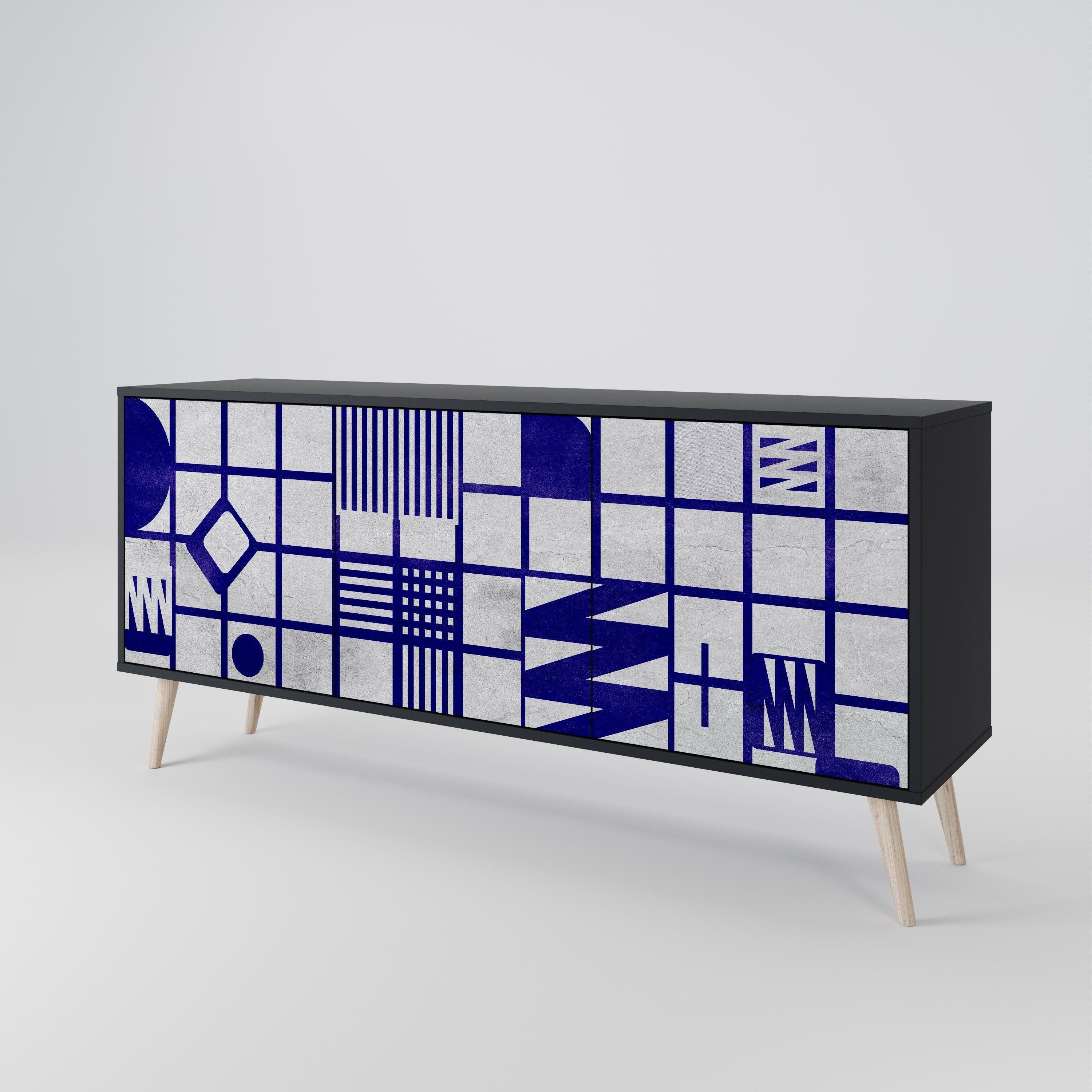 THE RIGHT PLACES 3-türiges Sideboard in Schwarz