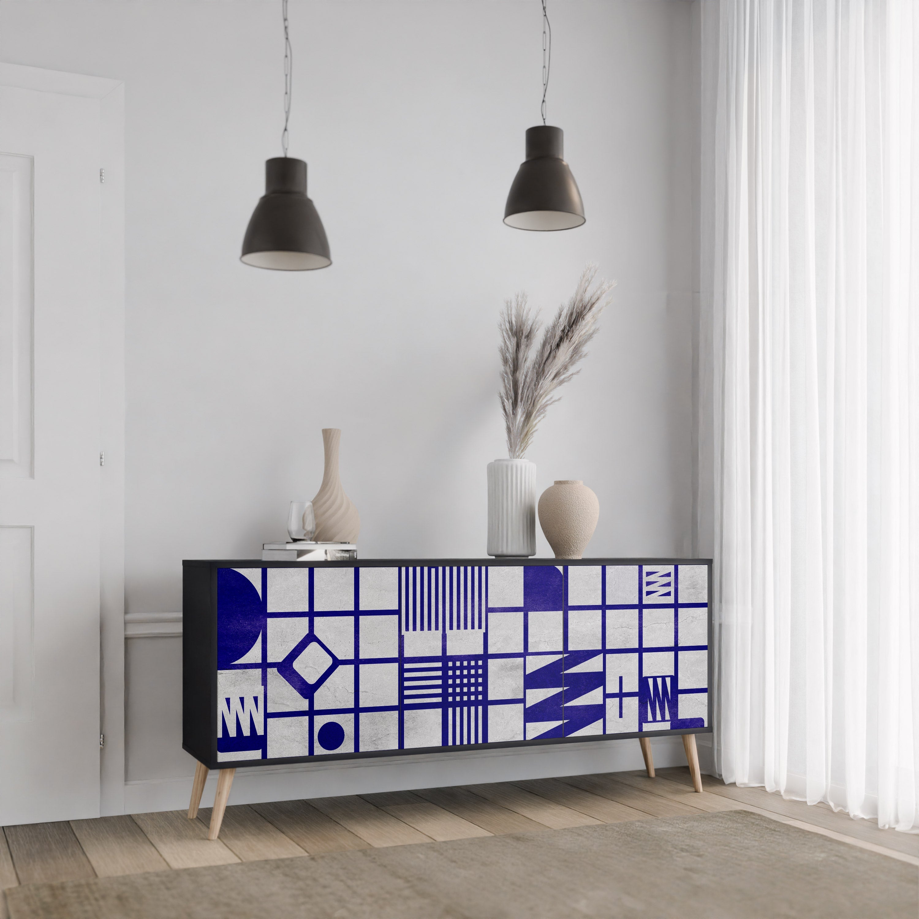 THE RIGHT PLACES 3-türiges Sideboard in Schwarz