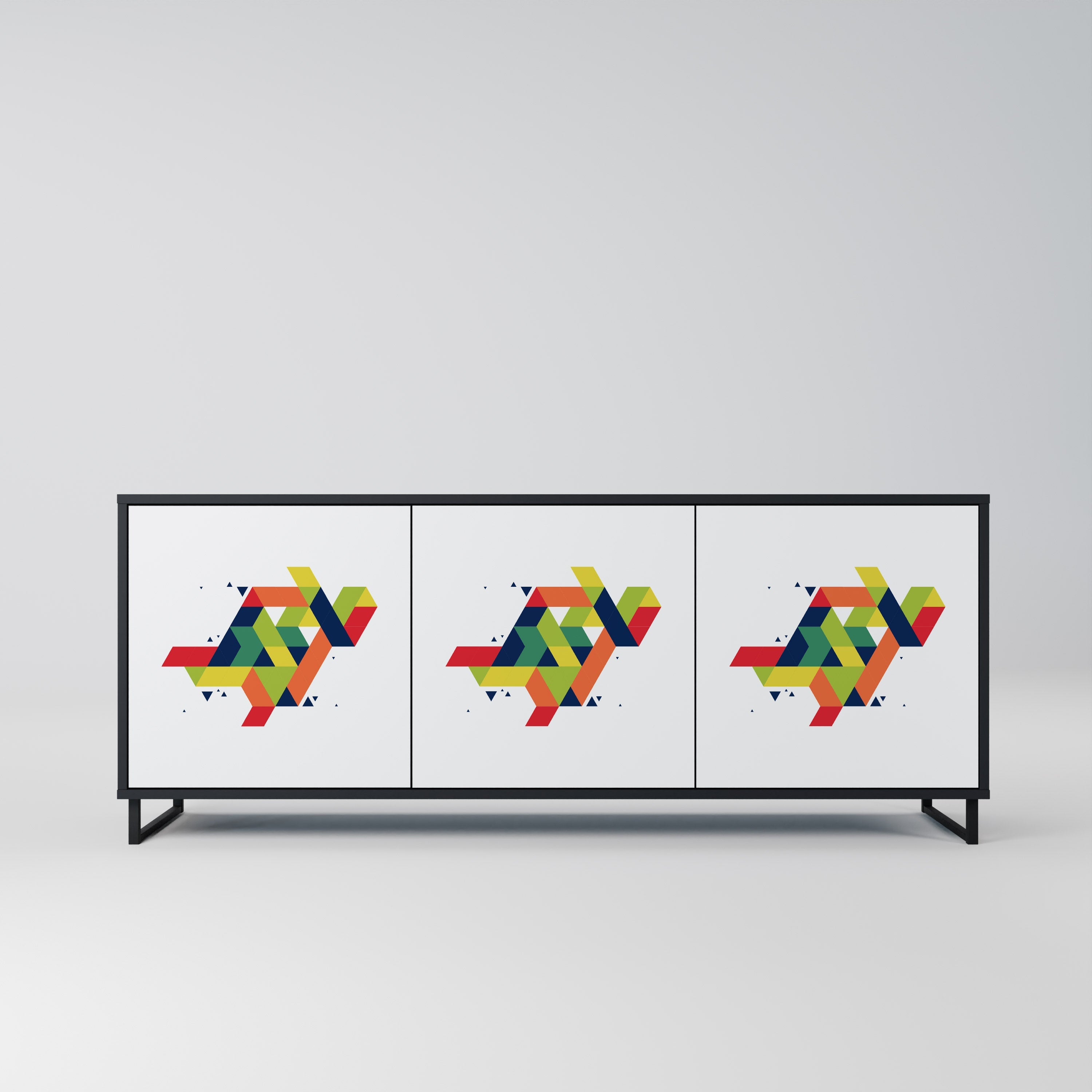 FUTURE SIGN 3-türiges Sideboard in Schwarz