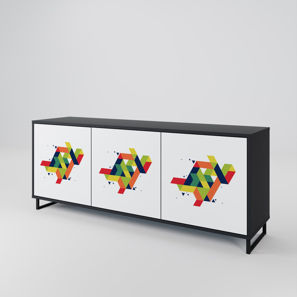 FUTURE SIGN 3-türiges Sideboard in Schwarz