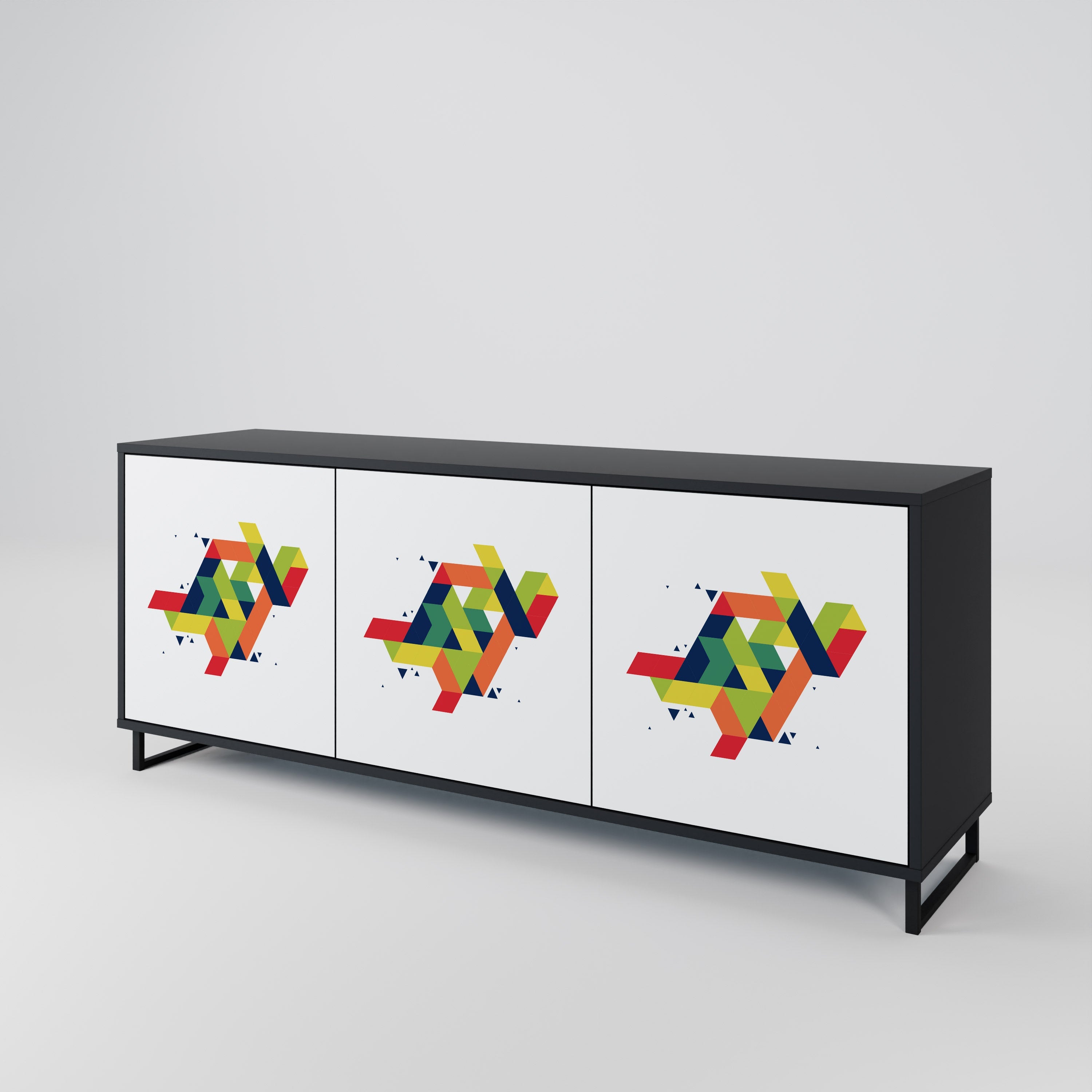 FUTURE SIGN 3-türiges Sideboard in Schwarz