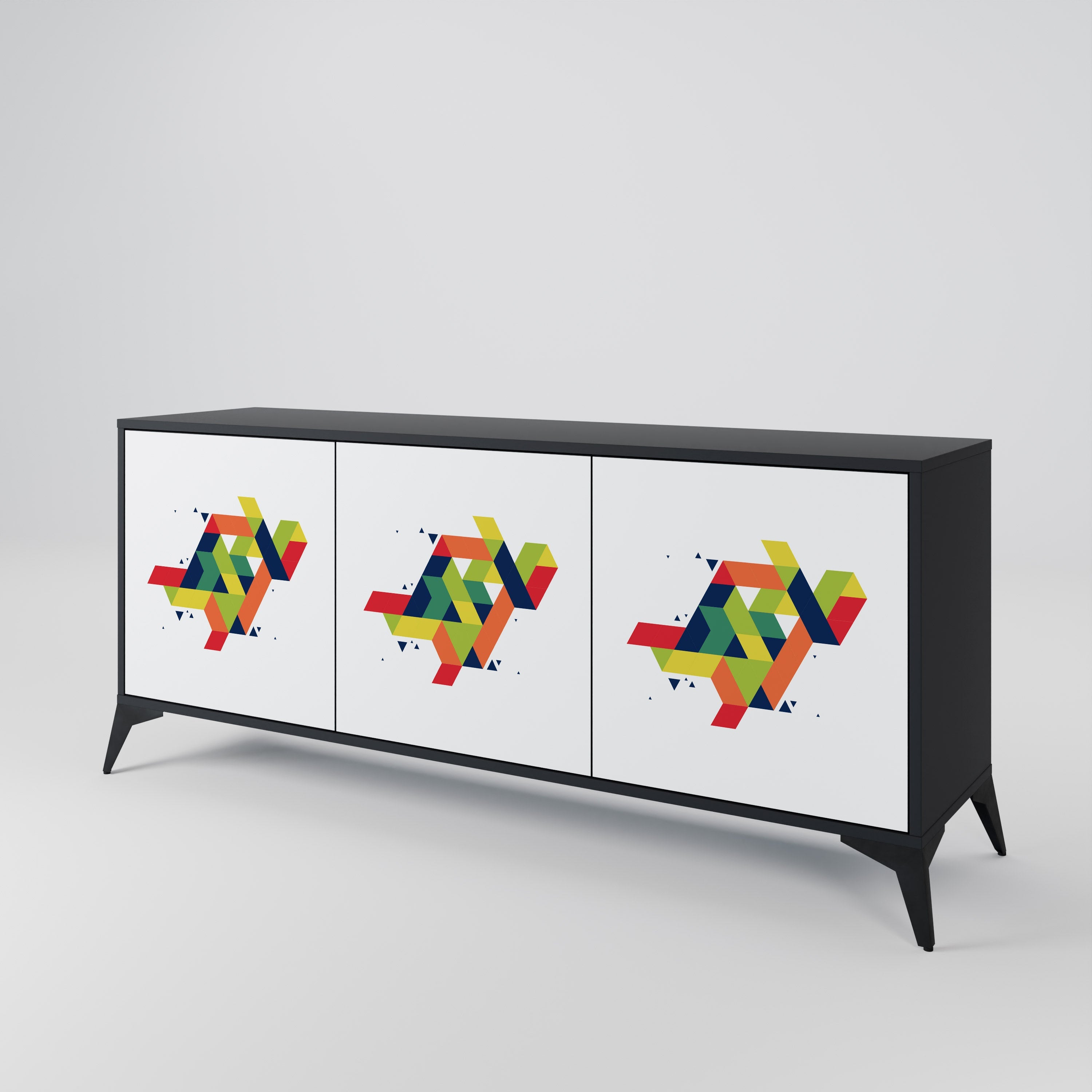 FUTURE SIGN 3-türiges Sideboard in Schwarz