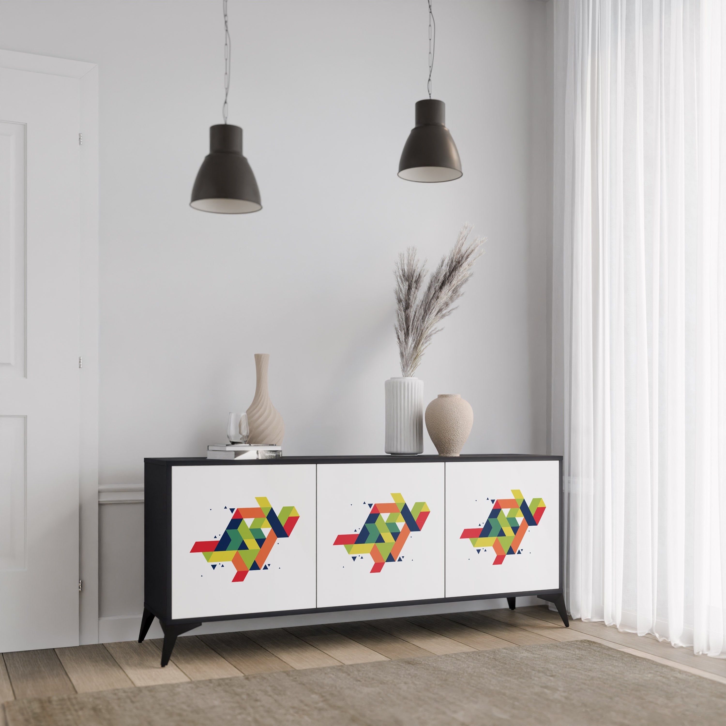 FUTURE SIGN 3-türiges Sideboard in Schwarz