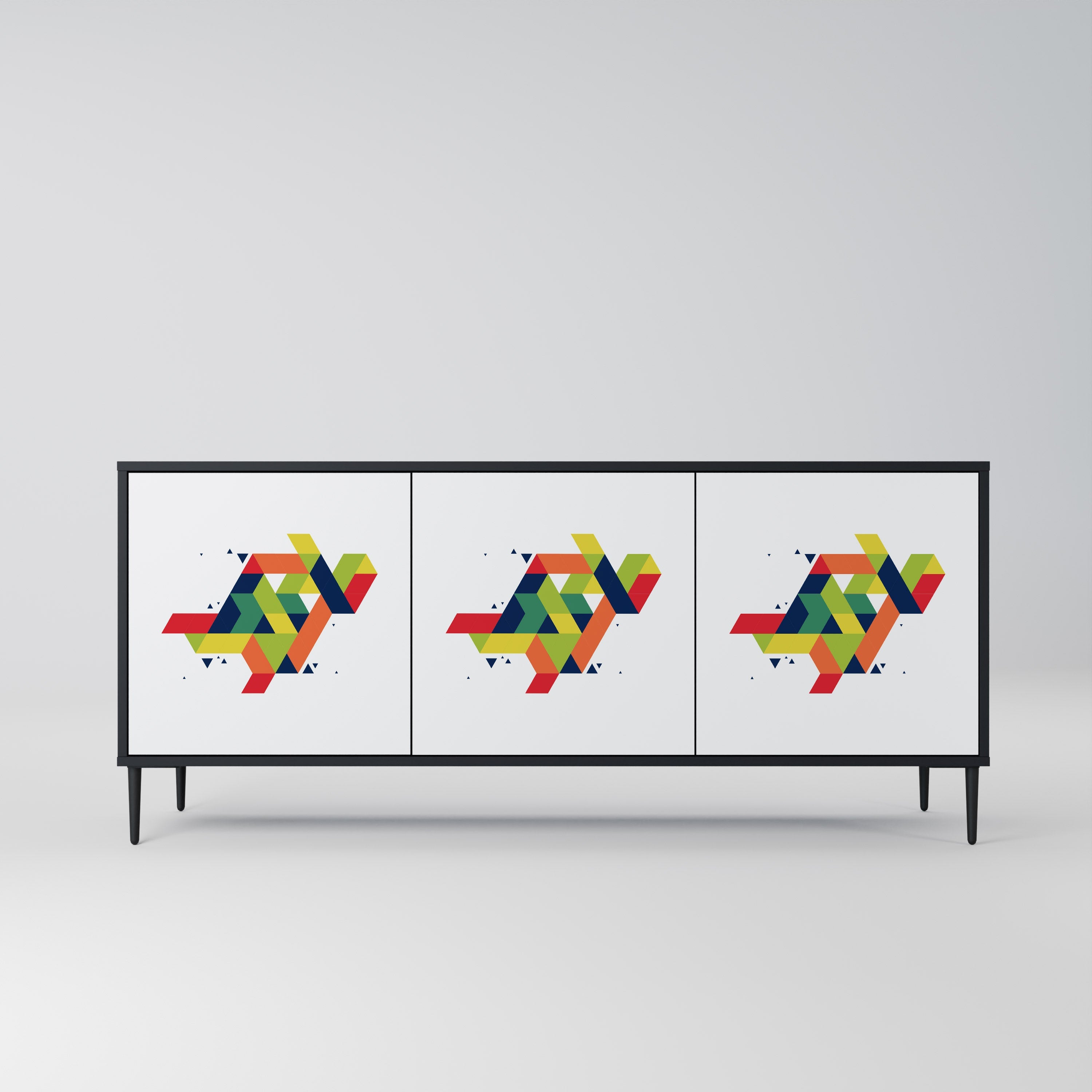 FUTURE SIGN 3-türiges Sideboard in Schwarz