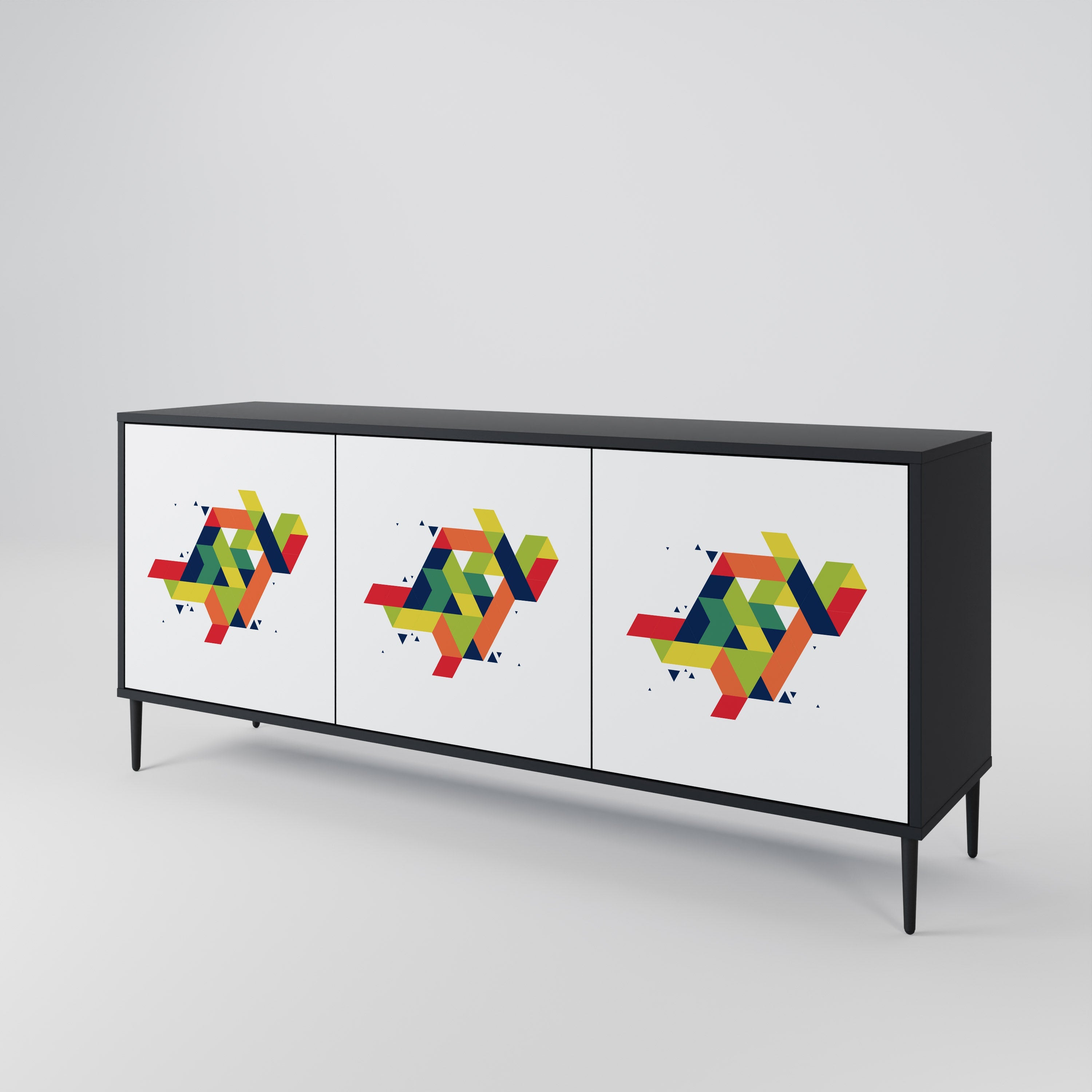 FUTURE SIGN 3-türiges Sideboard in Schwarz