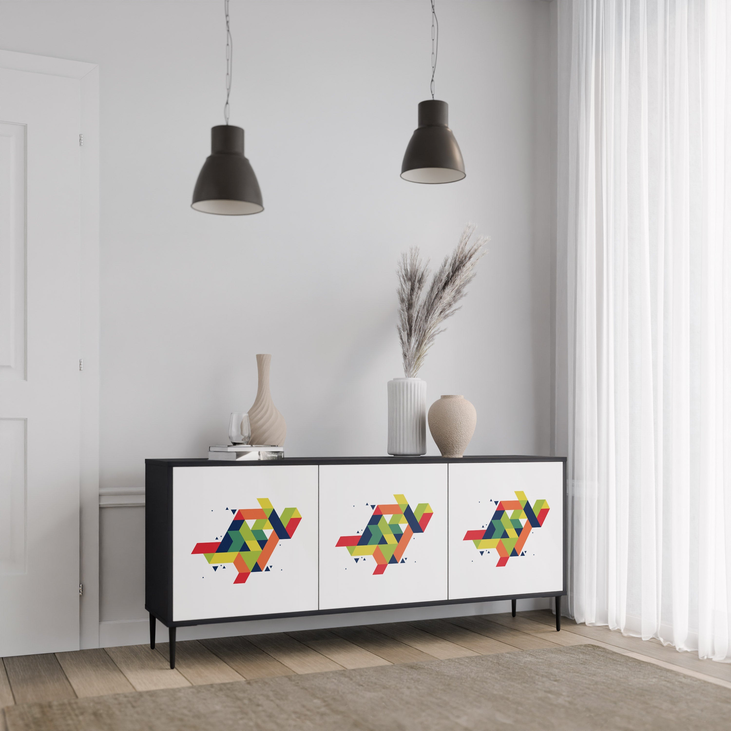 FUTURE SIGN 3-türiges Sideboard in Schwarz