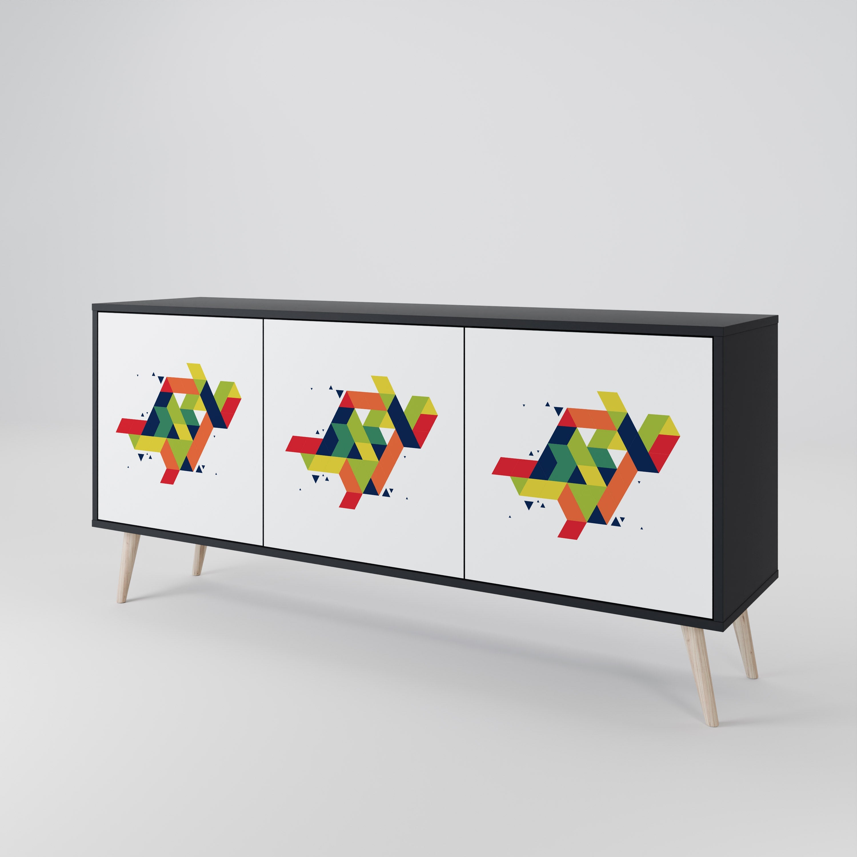 FUTURE SIGN 3-türiges Sideboard in Schwarz