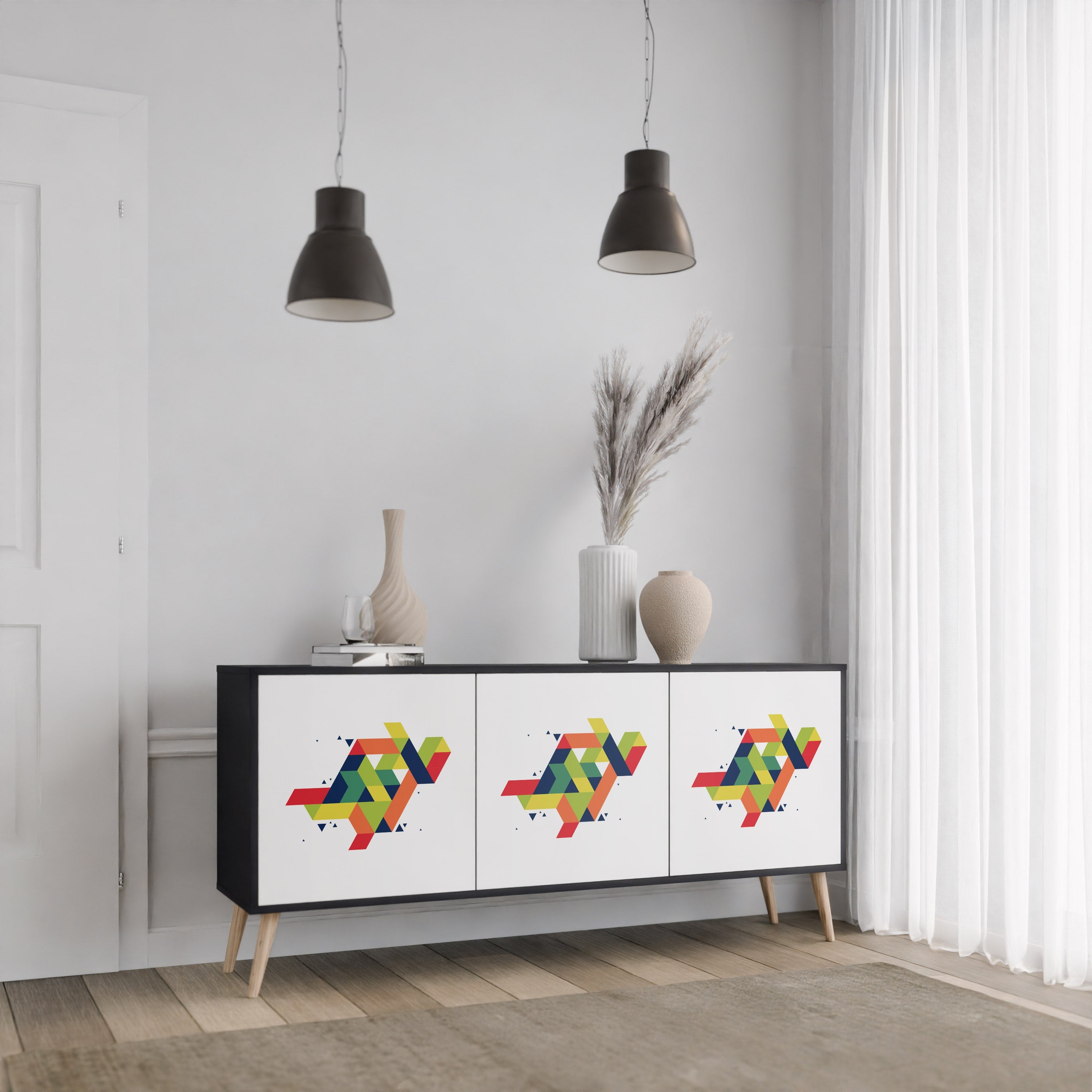 FUTURE SIGN 3-türiges Sideboard in Schwarz