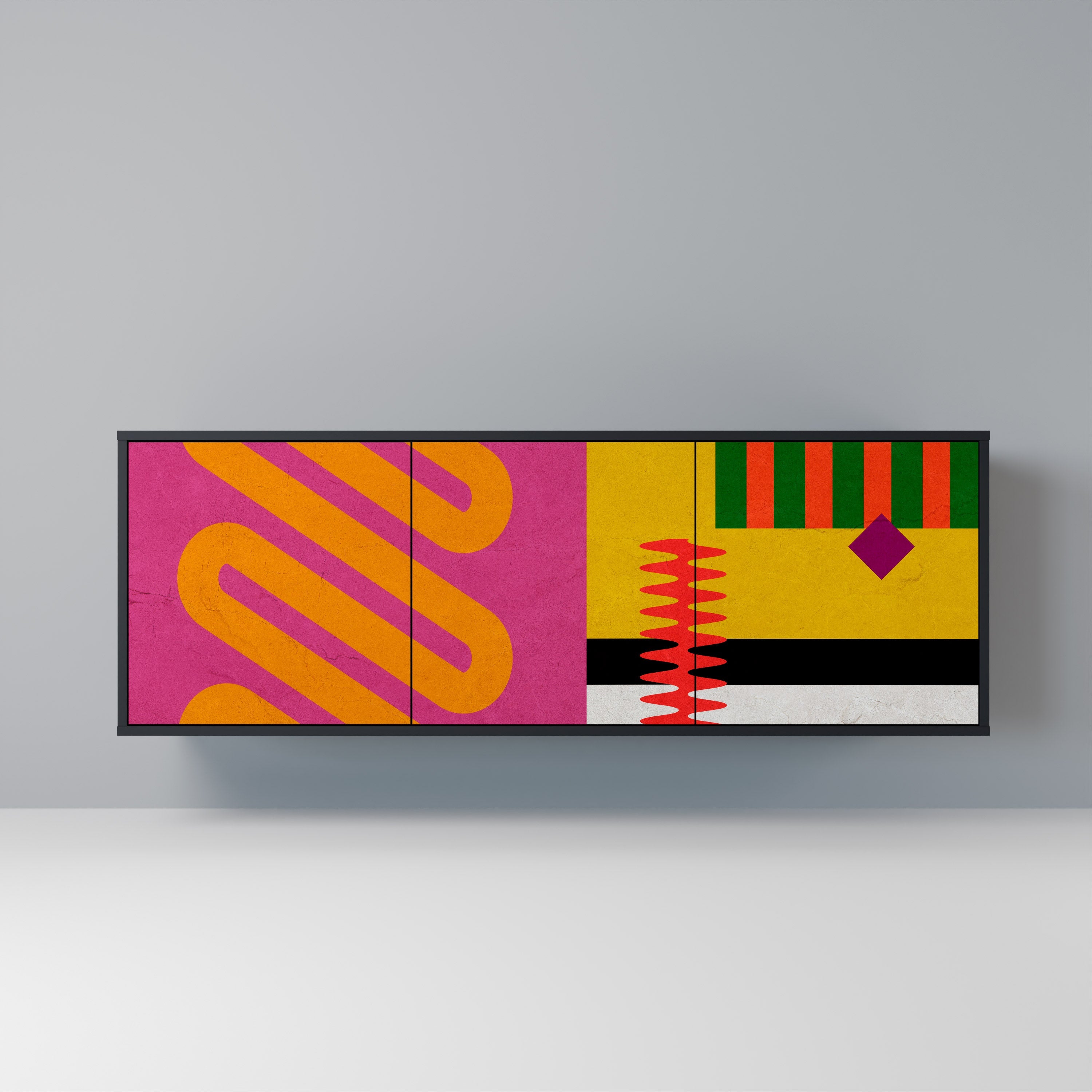 VIVID ART 3-türiges Sideboard in Schwarz