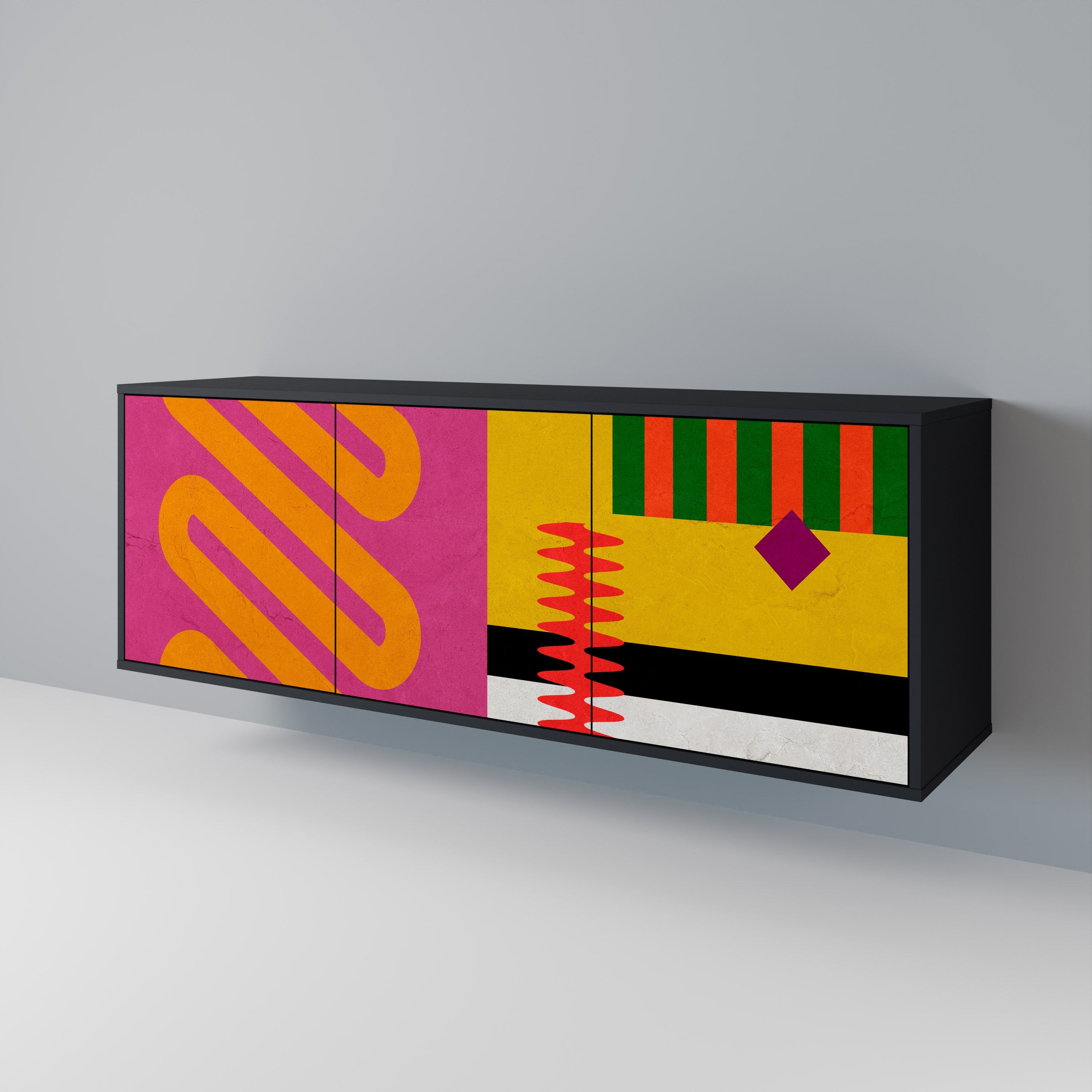 VIVID ART 3-türiges Sideboard in Schwarz