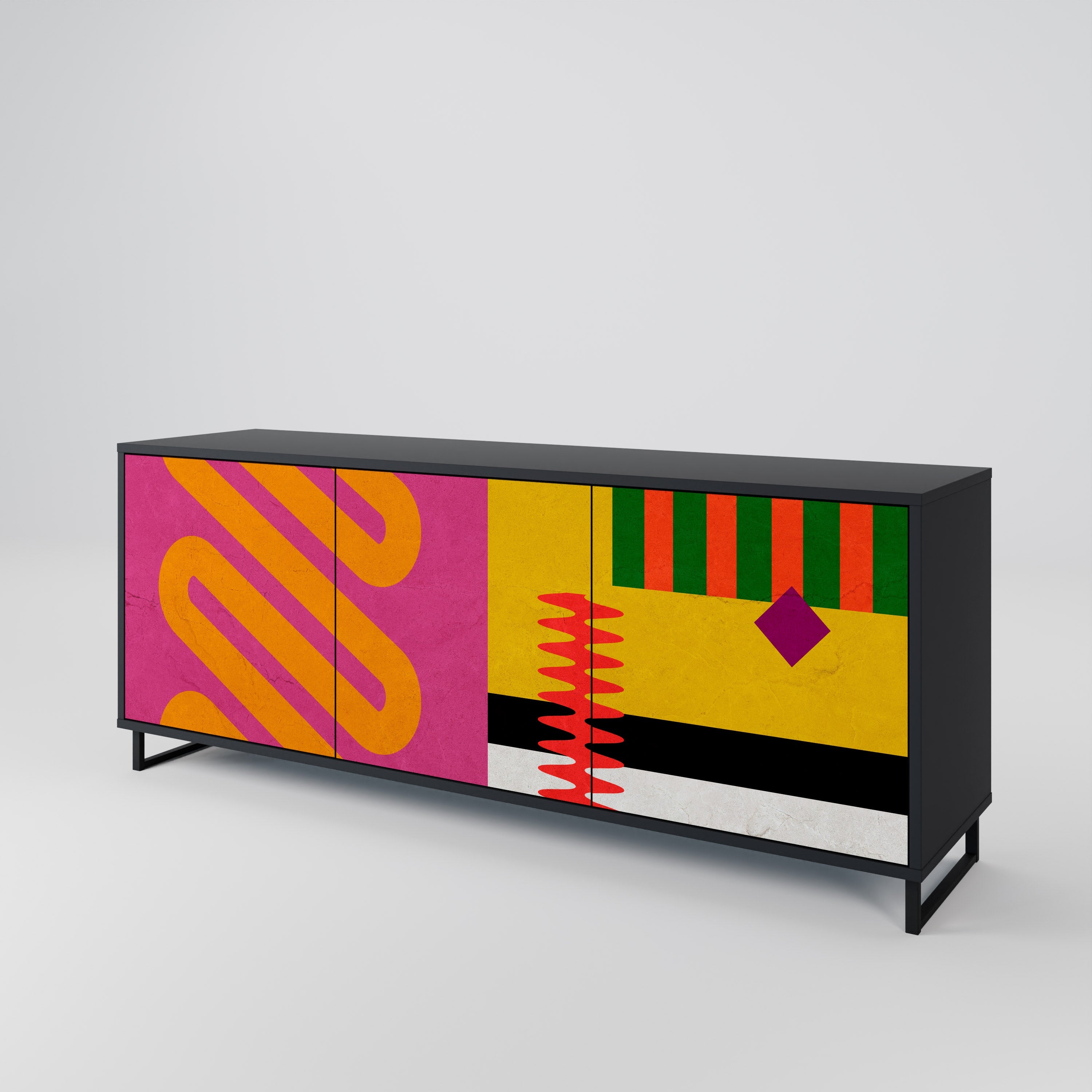 VIVID ART 3-türiges Sideboard in Schwarz