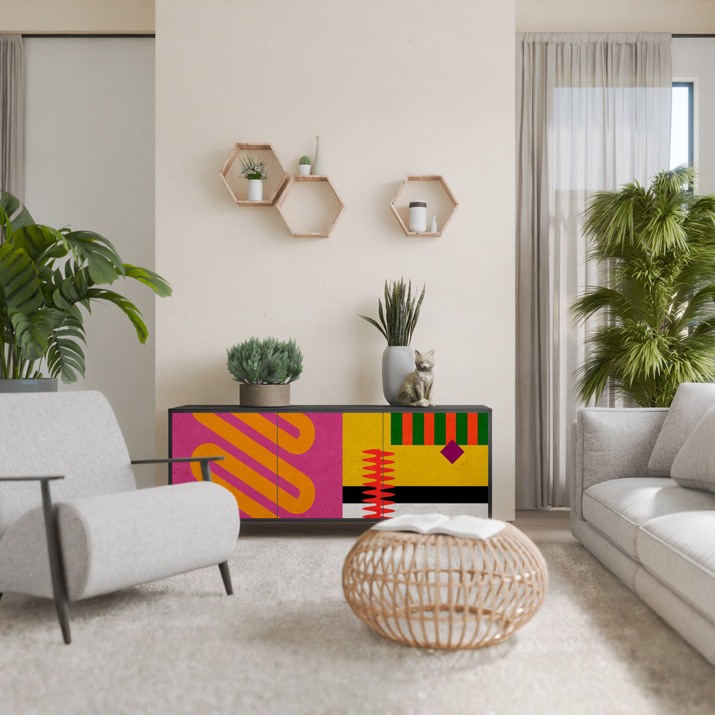 VIVID ART 3-türiges Sideboard in Schwarz