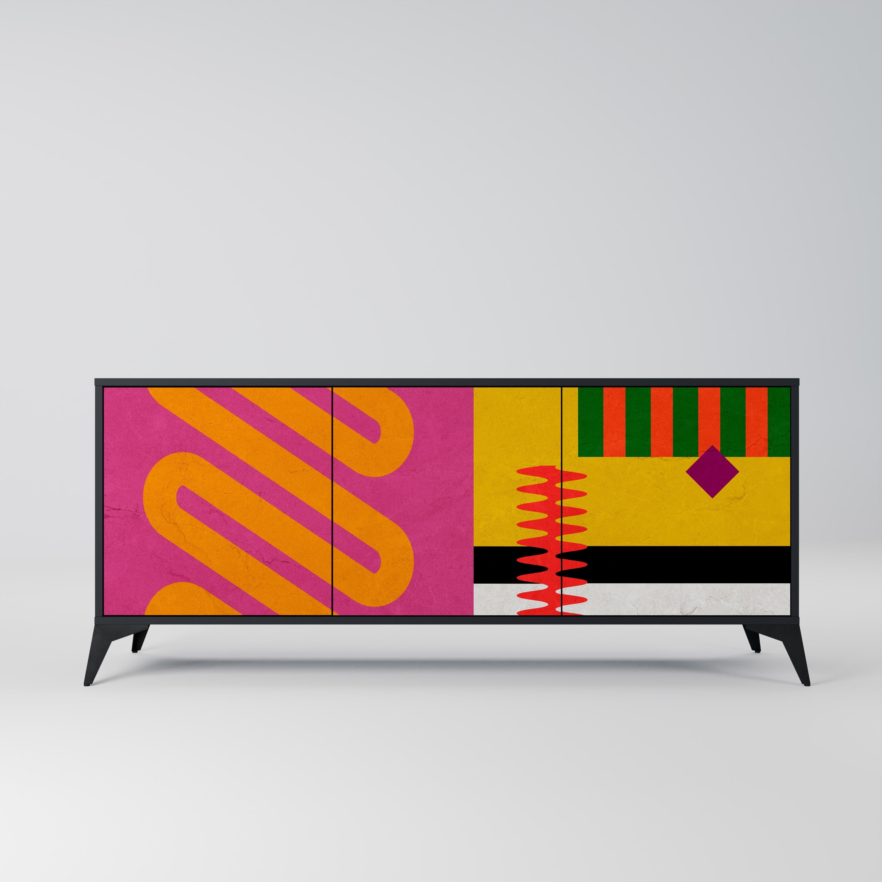 VIVID ART 3-türiges Sideboard in Schwarz