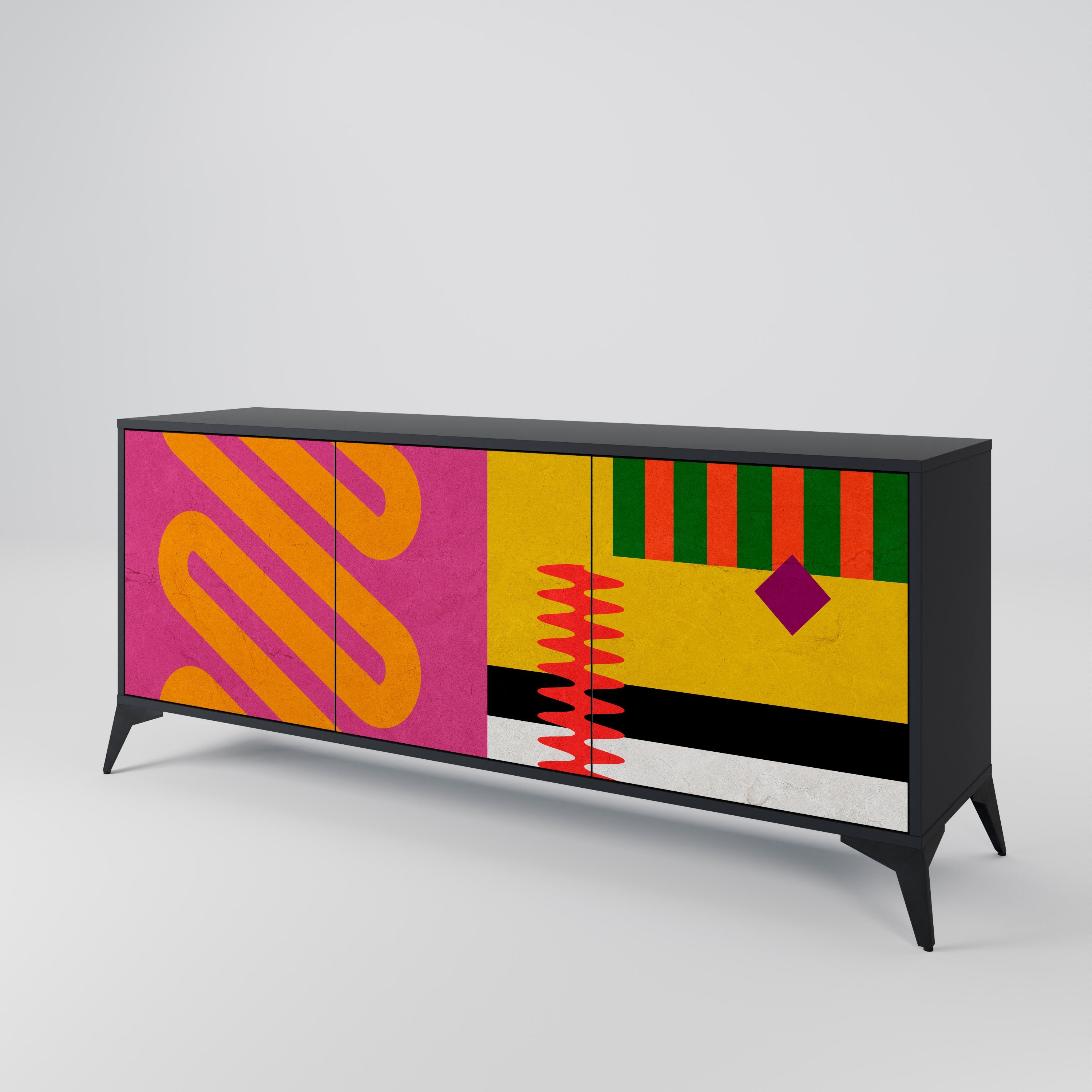VIVID ART 3-türiges Sideboard in Schwarz
