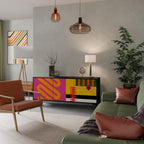 VIVID ART 3-Door Sideboard in Black Finish