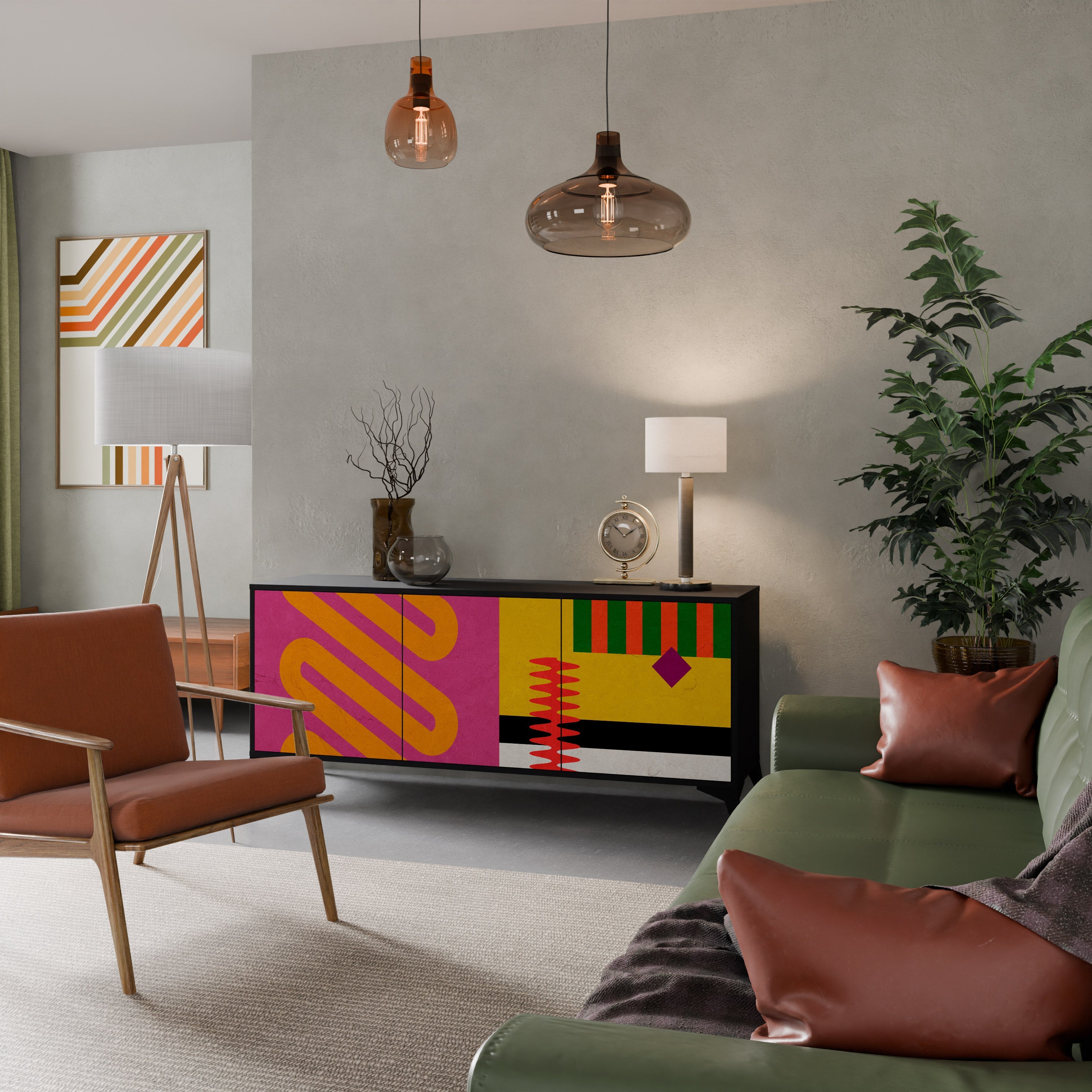 VIVID ART 3-türiges Sideboard in Schwarz