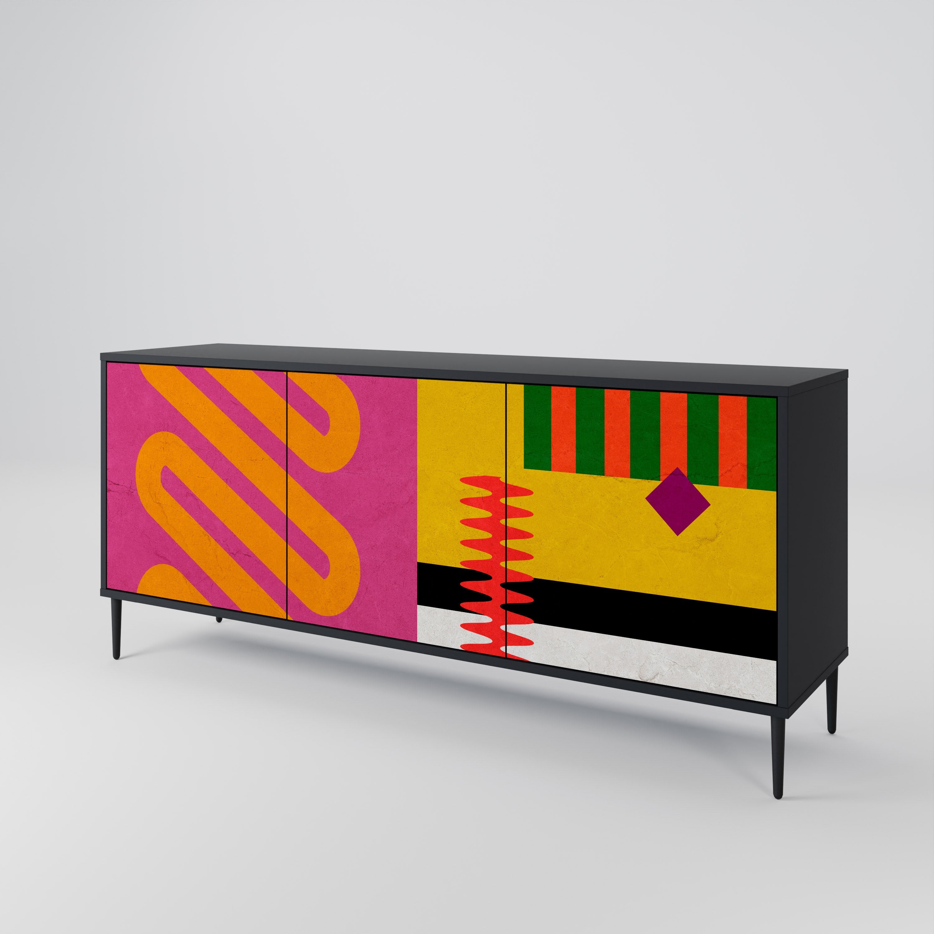 VIVID ART 3-türiges Sideboard in Schwarz