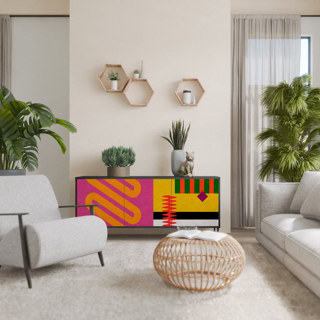VIVID ART 3-türiges Sideboard in Schwarz